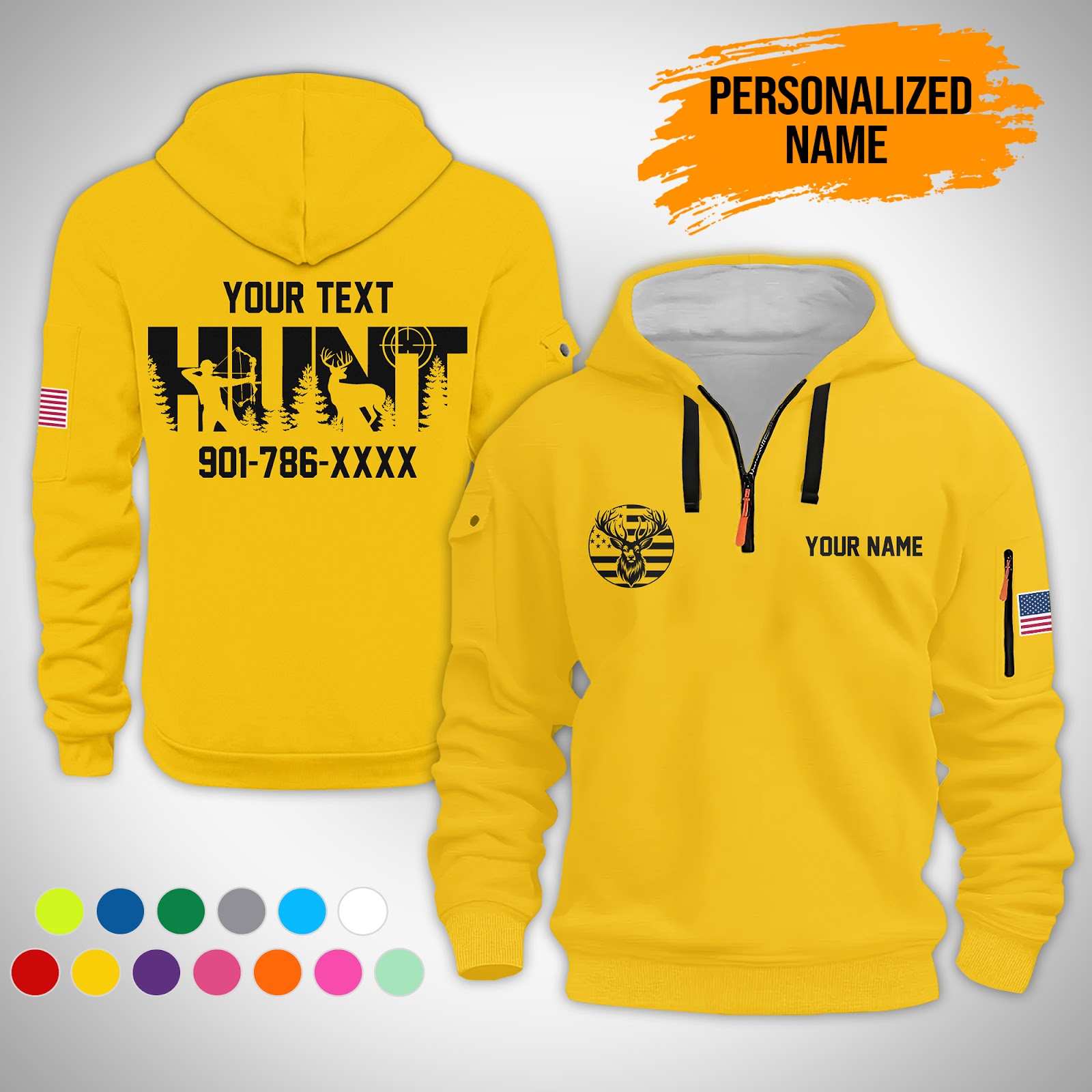 5901094-personalized-name-love-hunting-3d-quarter-zip-hoodie-ct725-3.jpg Custom Love Hunting 3D Quarter Zip Hoodie - photo 3