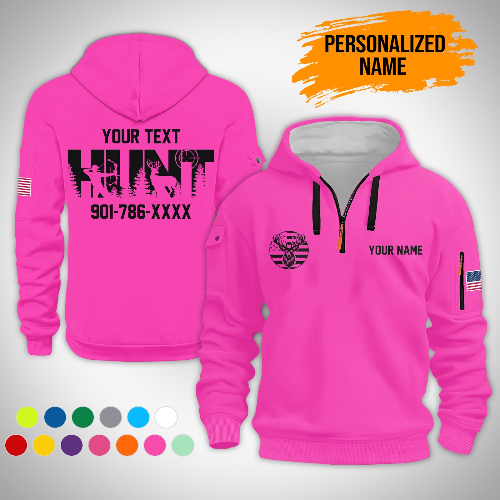 5901094-personalized-name-love-hunting-3d-quarter-zip-hoodie-ct725-7.jpg Custom Love Hunting 3D Quarter Zip Hoodie - photo 7