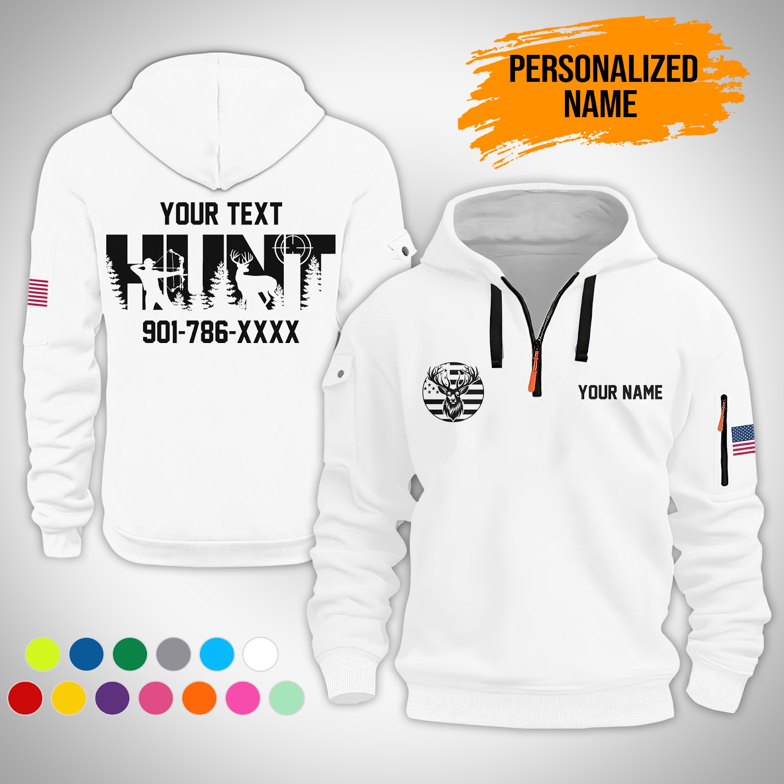 5901094-personalized-name-love-hunting-3d-quarter-zip-hoodie-ct725-8.jpg Custom Love Hunting 3D Quarter Zip Hoodie - photo 8