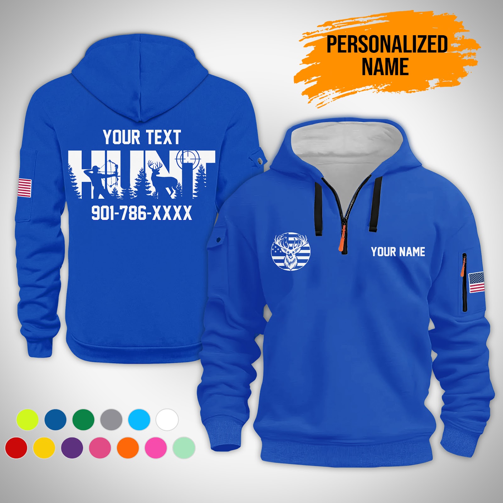 5901094-personalized-name-love-hunting-3d-quarter-zip-hoodie-ct725-9.jpg Custom Love Hunting 3D Quarter Zip Hoodie - photo 9