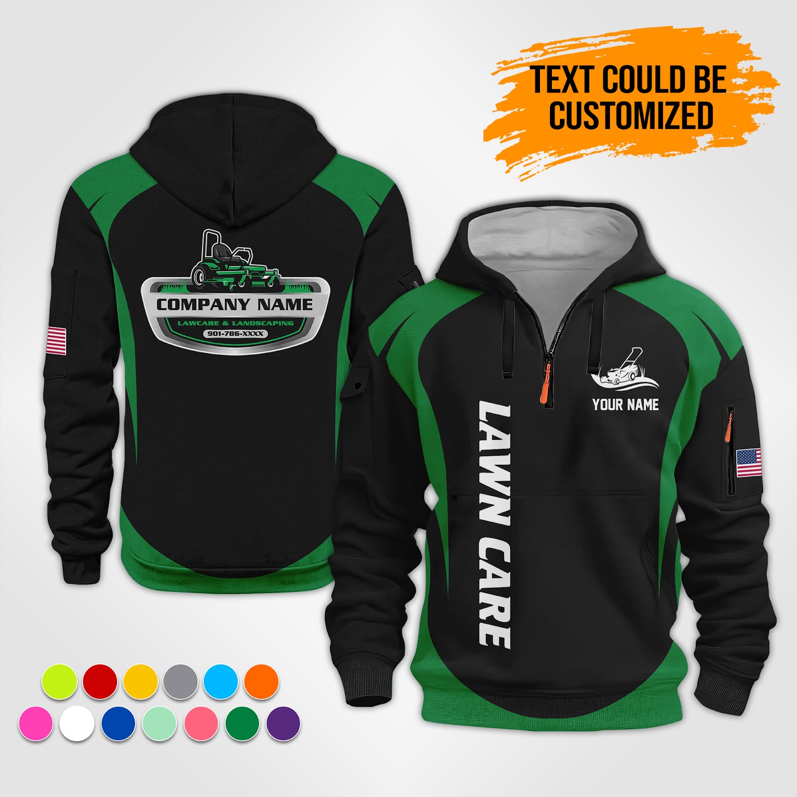 Custom Lawn Care Quarter Zip Hoodie - photo 12