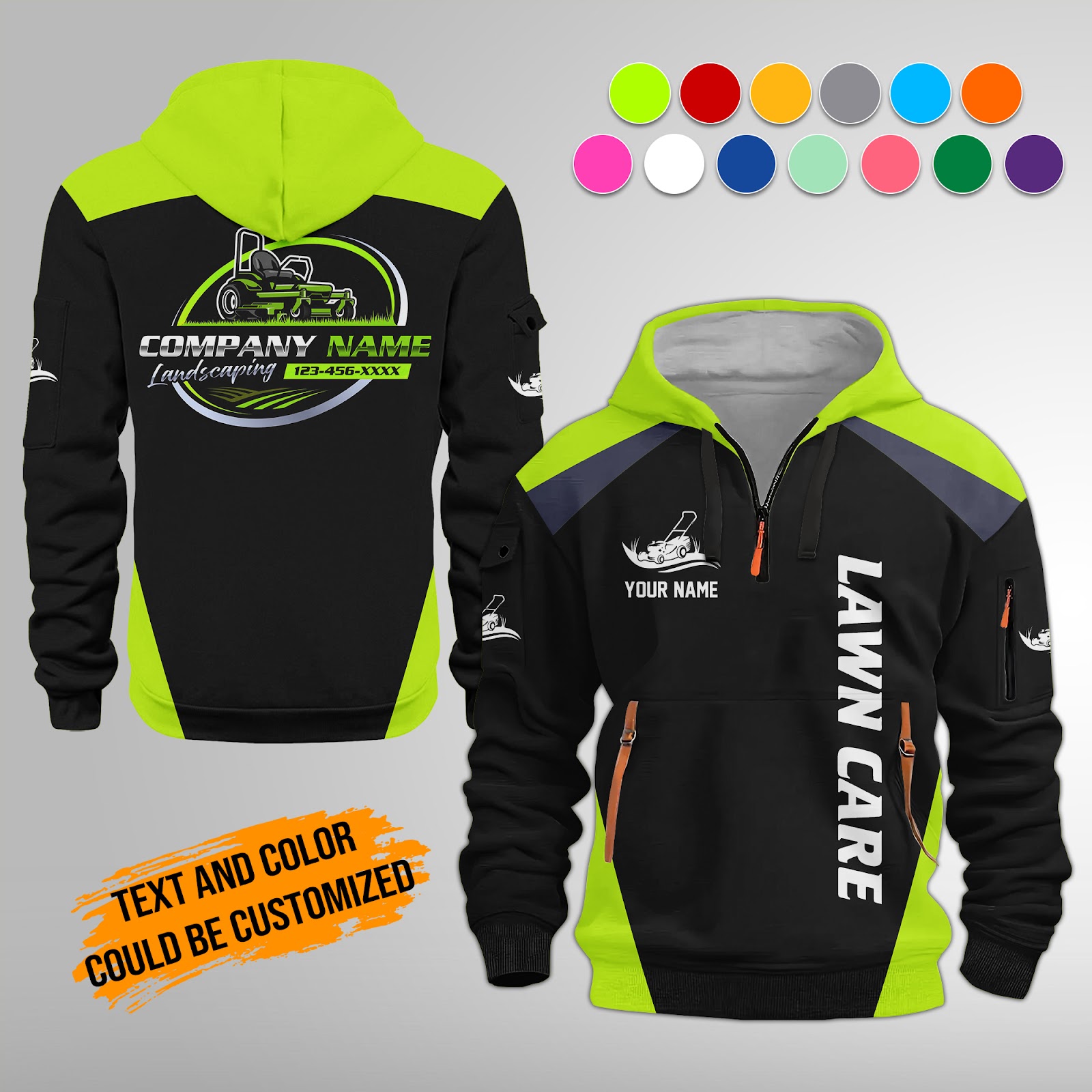 Custom Lawn Care 3D Quarter Zip Hoodie