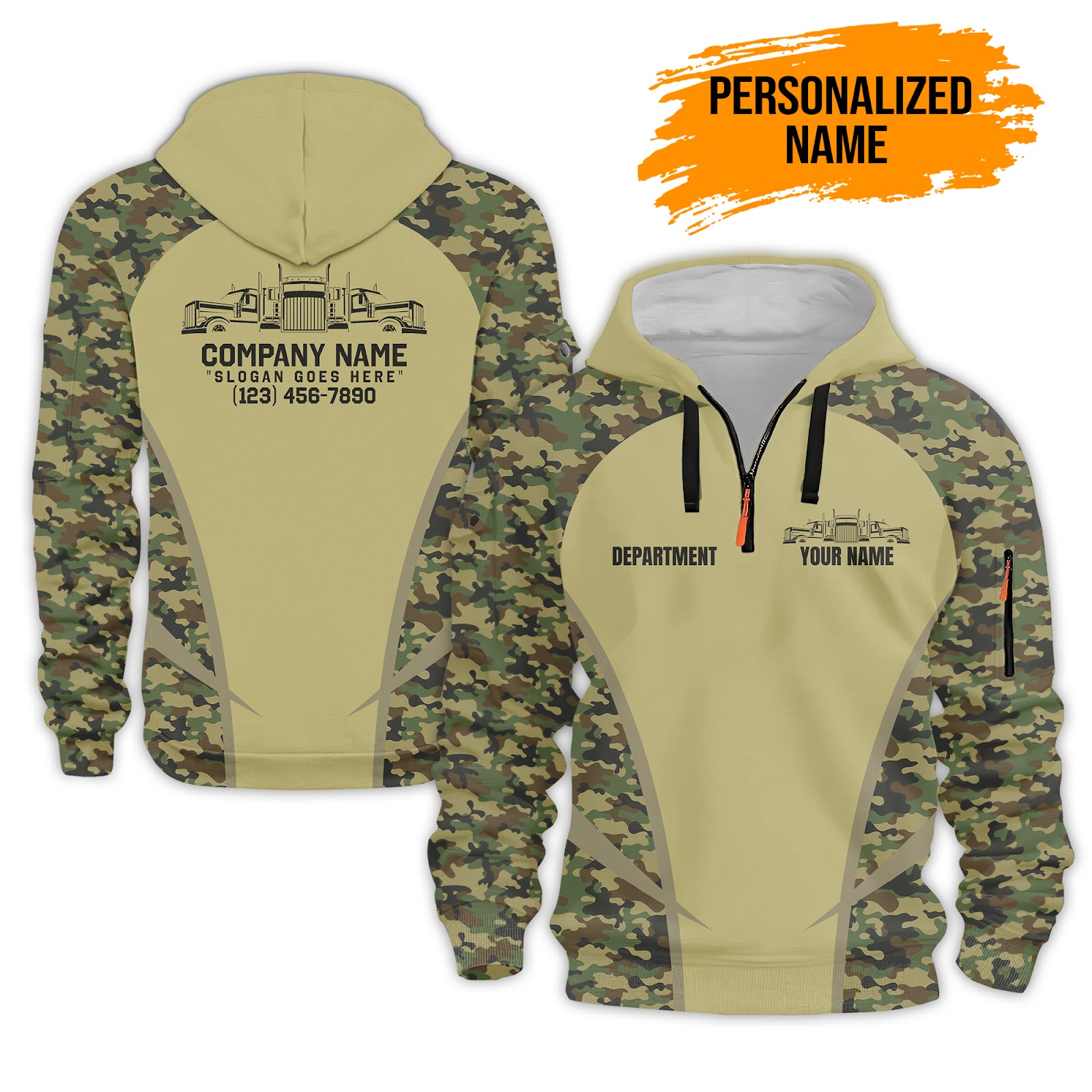 Custom Semi Truck Uniform 3D Zip Hoodie
