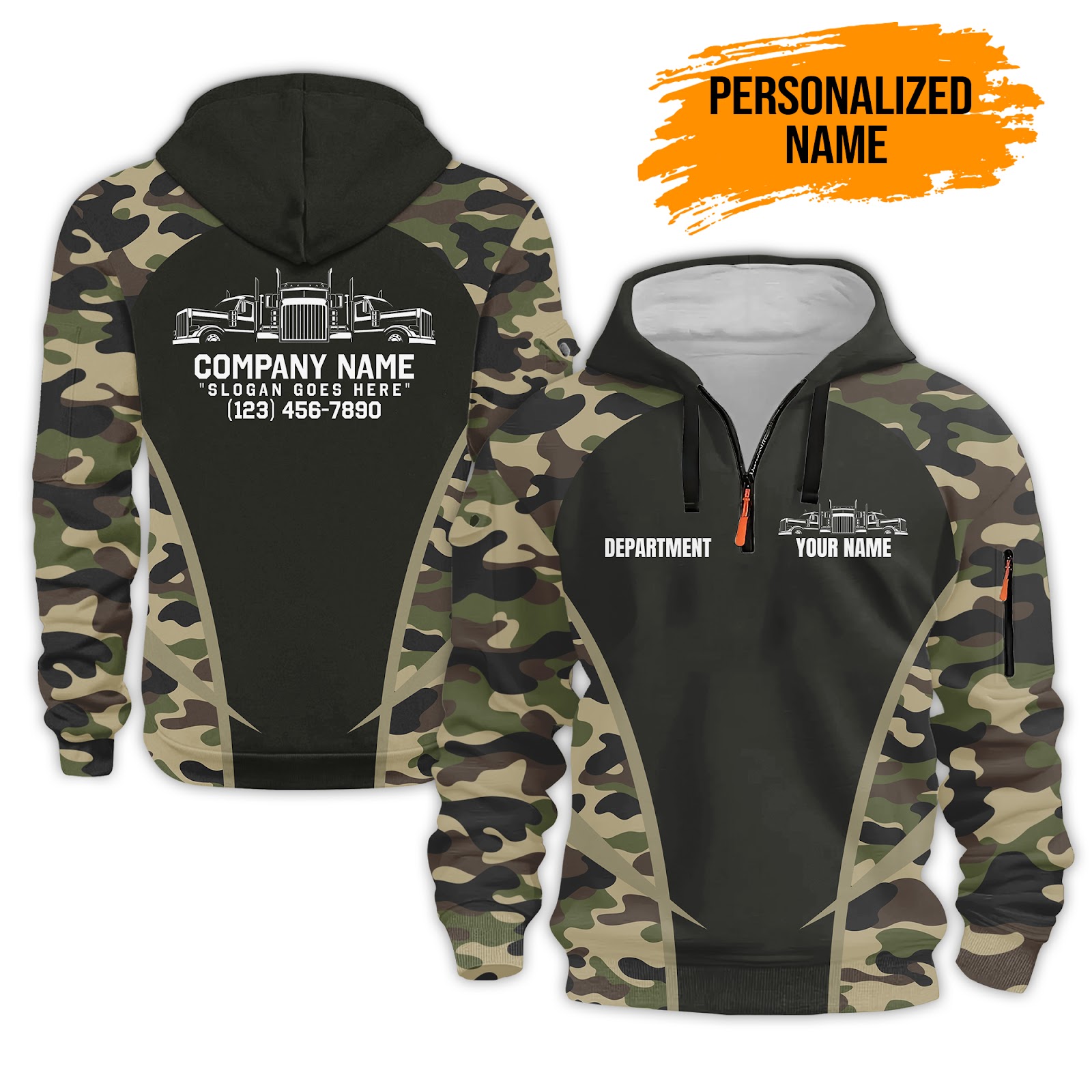 Custom Semi Truck Uniform 3D Zip Hoodie