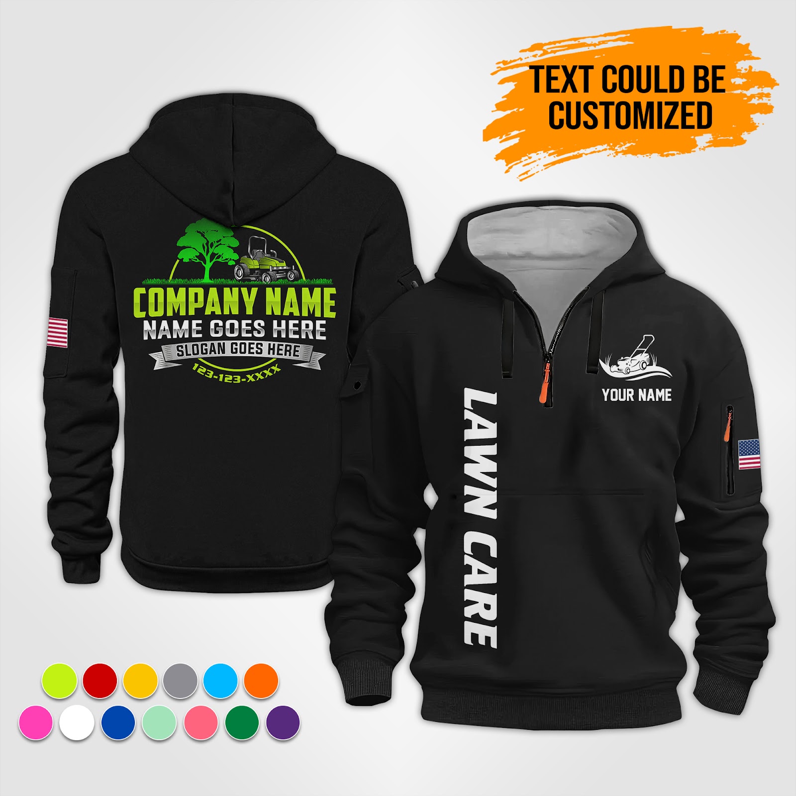 Custom Lawn Care 3D Quarter Zip Hoodie