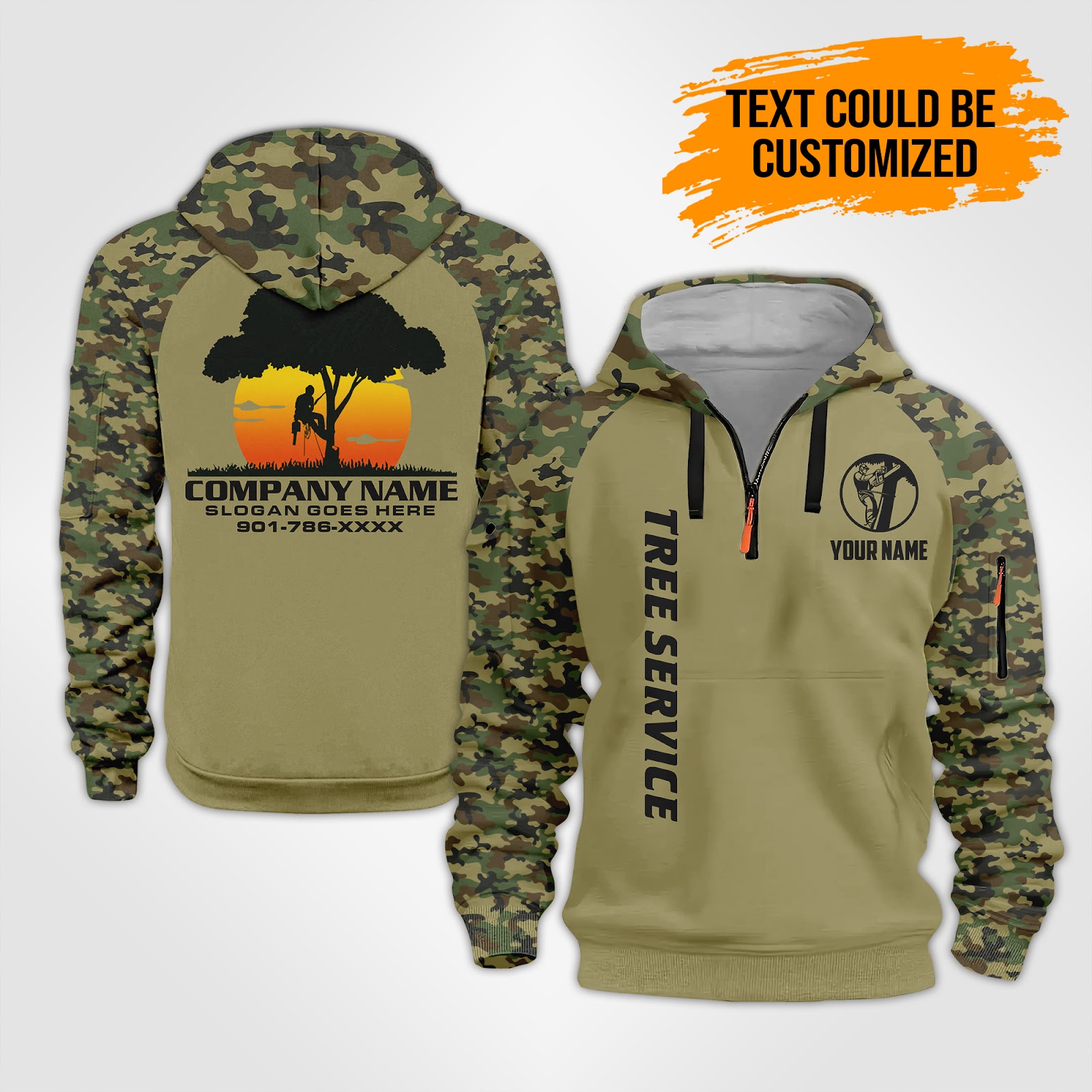 Custom Tree Service 3D Quarter Zip Hoodie