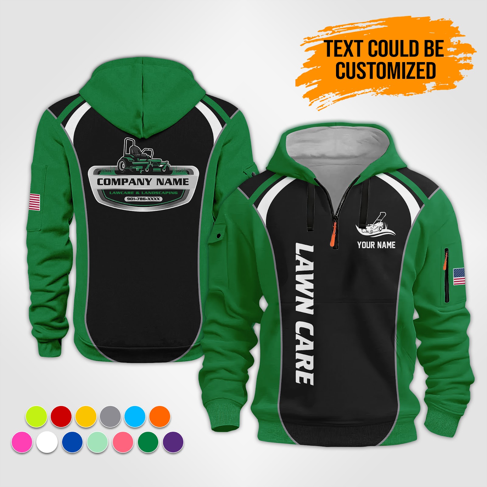 Custom Lawn Care Quarter Zip Hoodie - photo 12