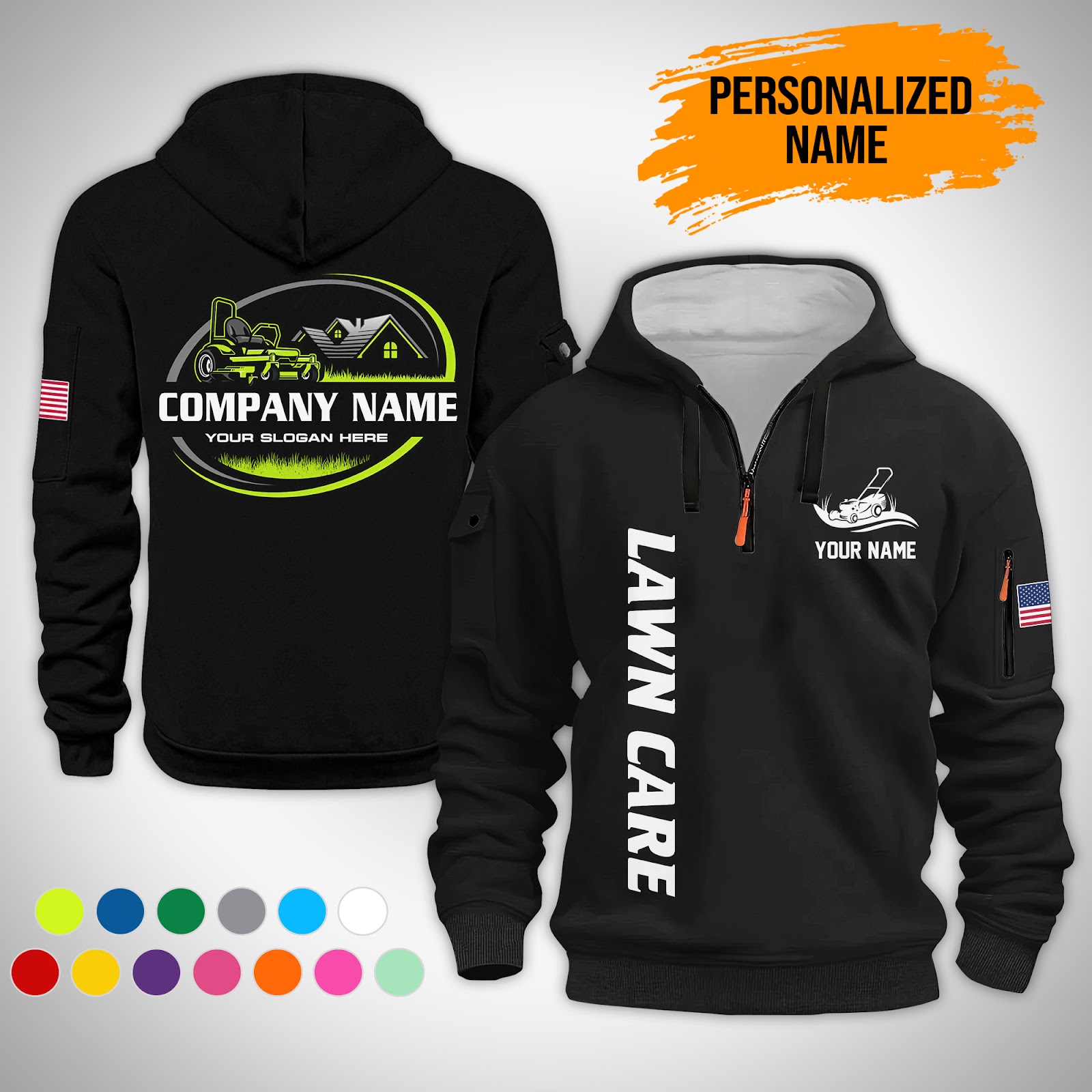 Custom Lawn Care 3D Quarter Zip Hoodie