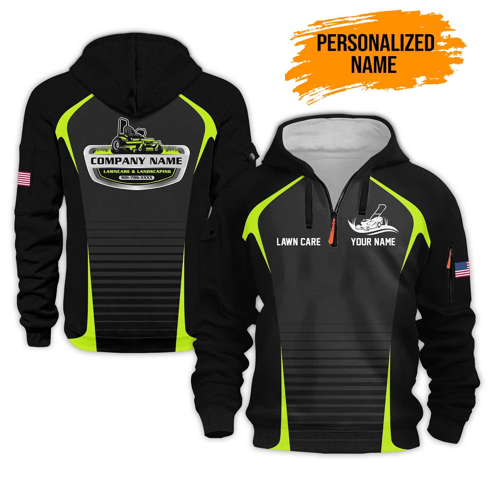 Custom Lawn Care Quarter Zip Hoodie