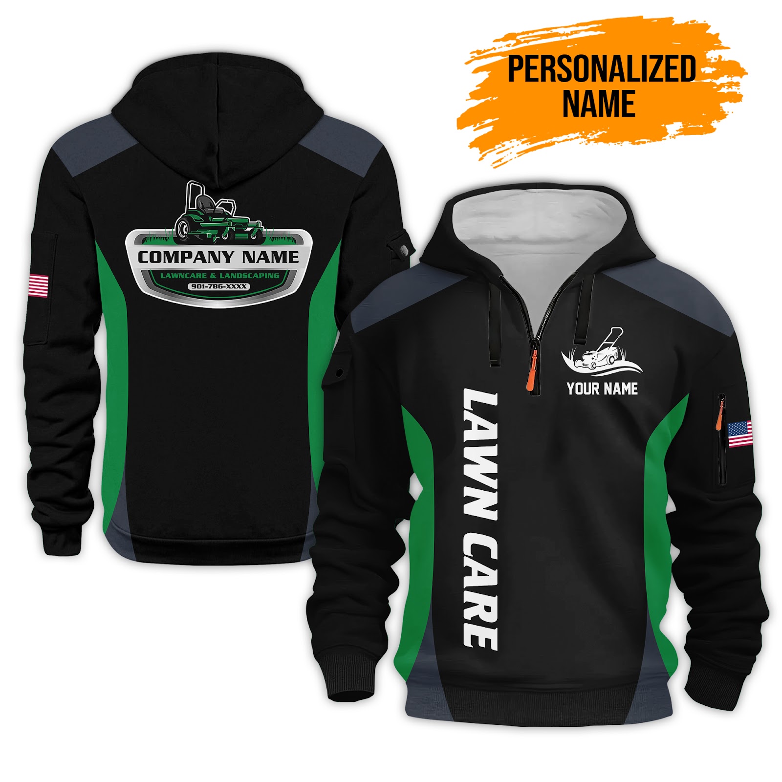Custom Lawn Care Quarter Zip Hoodie - photo 12