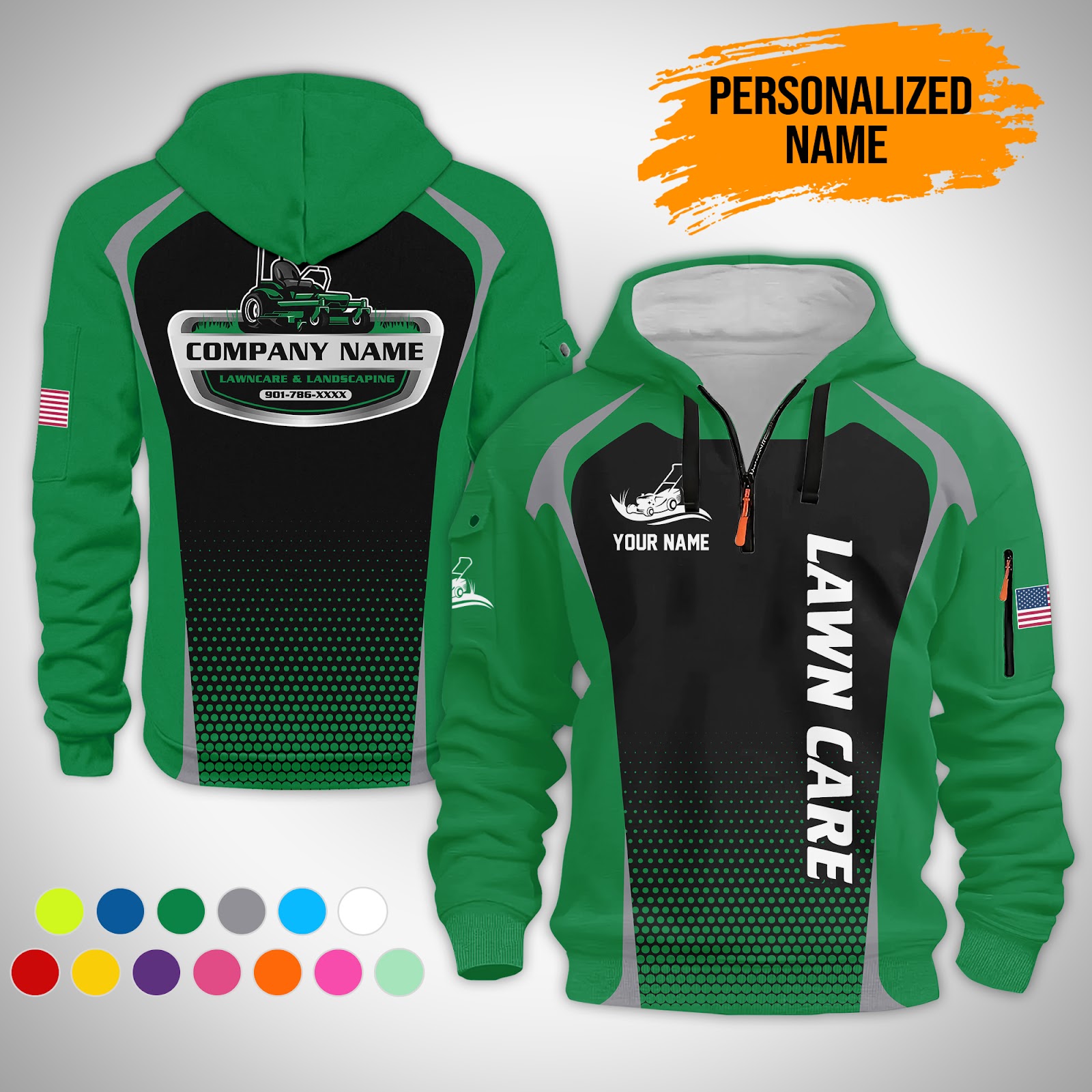 Custom Lawn Care 3D Quarter Zip Hoodie - photo 12