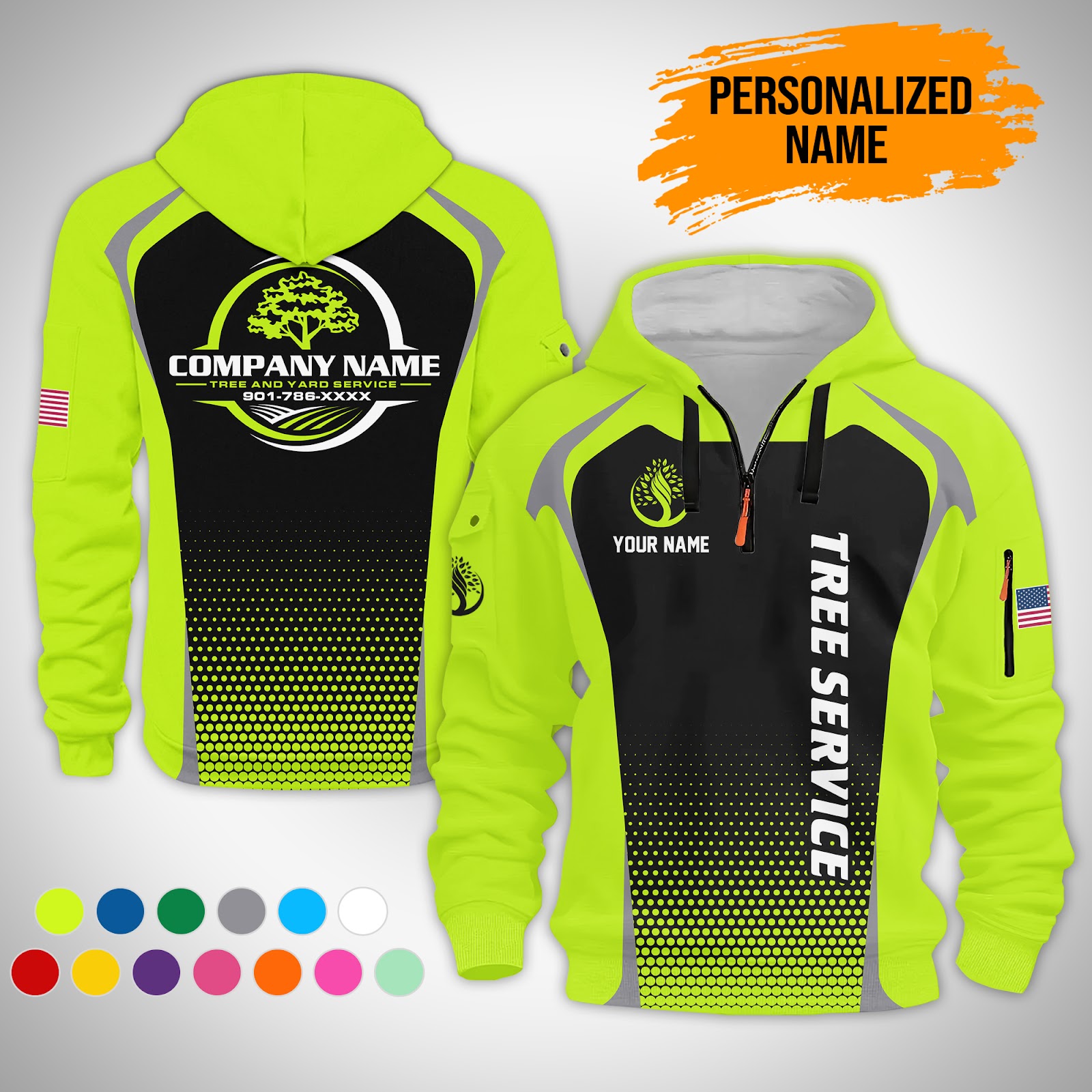 Custom Tree Service 3D Quarter Zip Hoodie