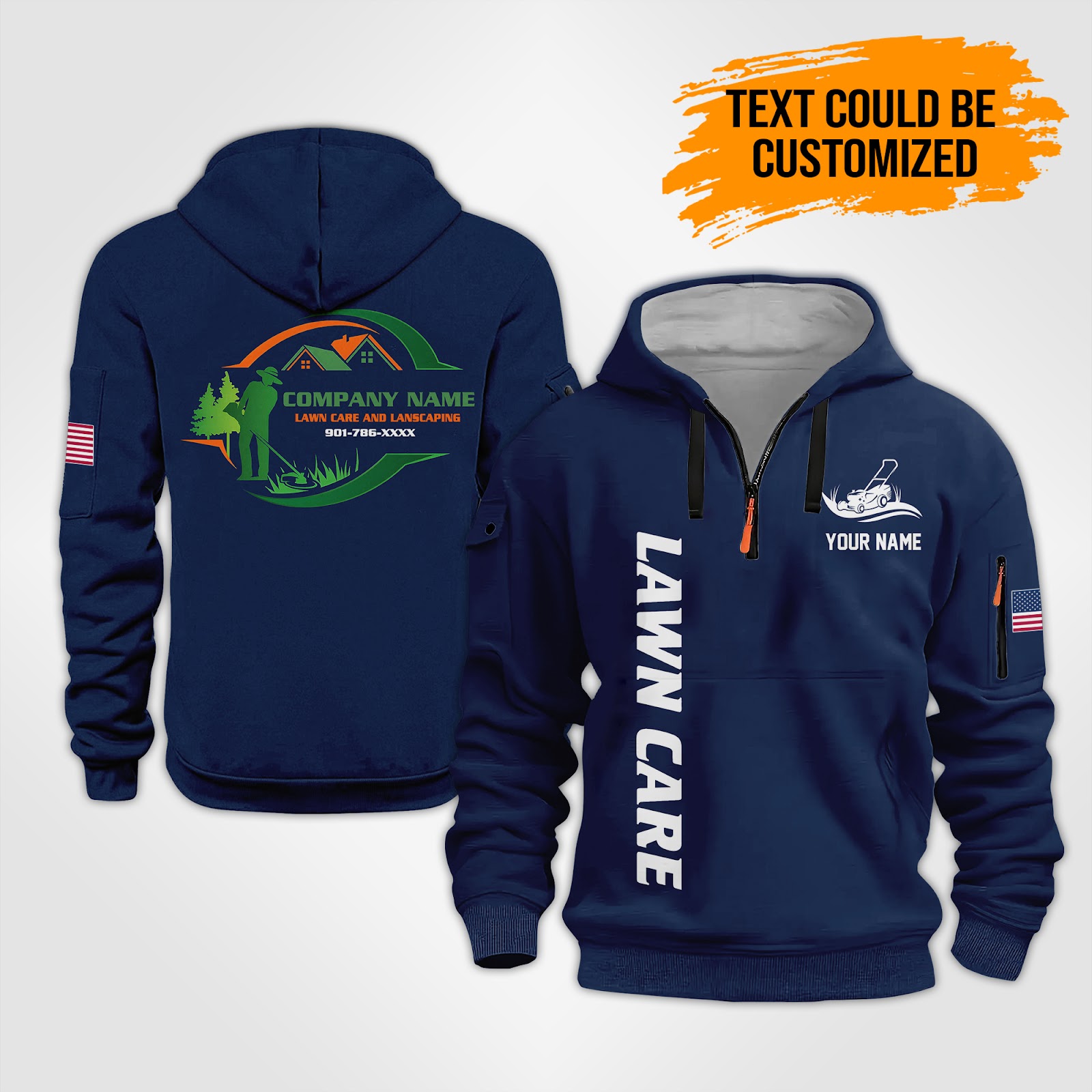 Custom Lawn Care Quarter Zip Hoodie