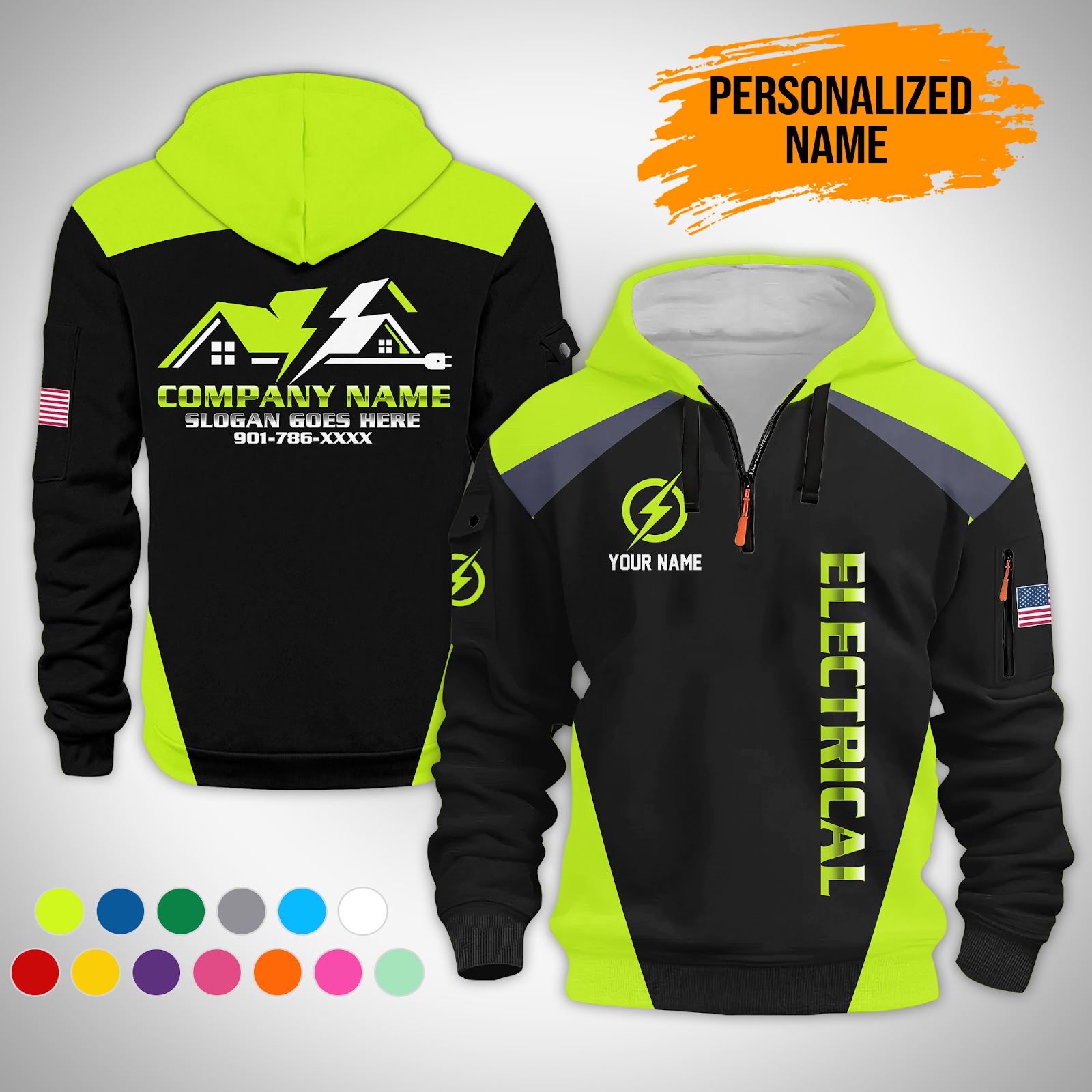 Custom Electrical 3D Quarter Zip Hoodie