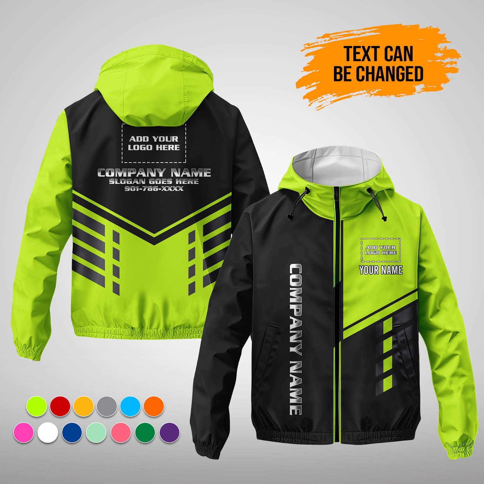 Personalized 3D Printed Windbreaker Work Jacket