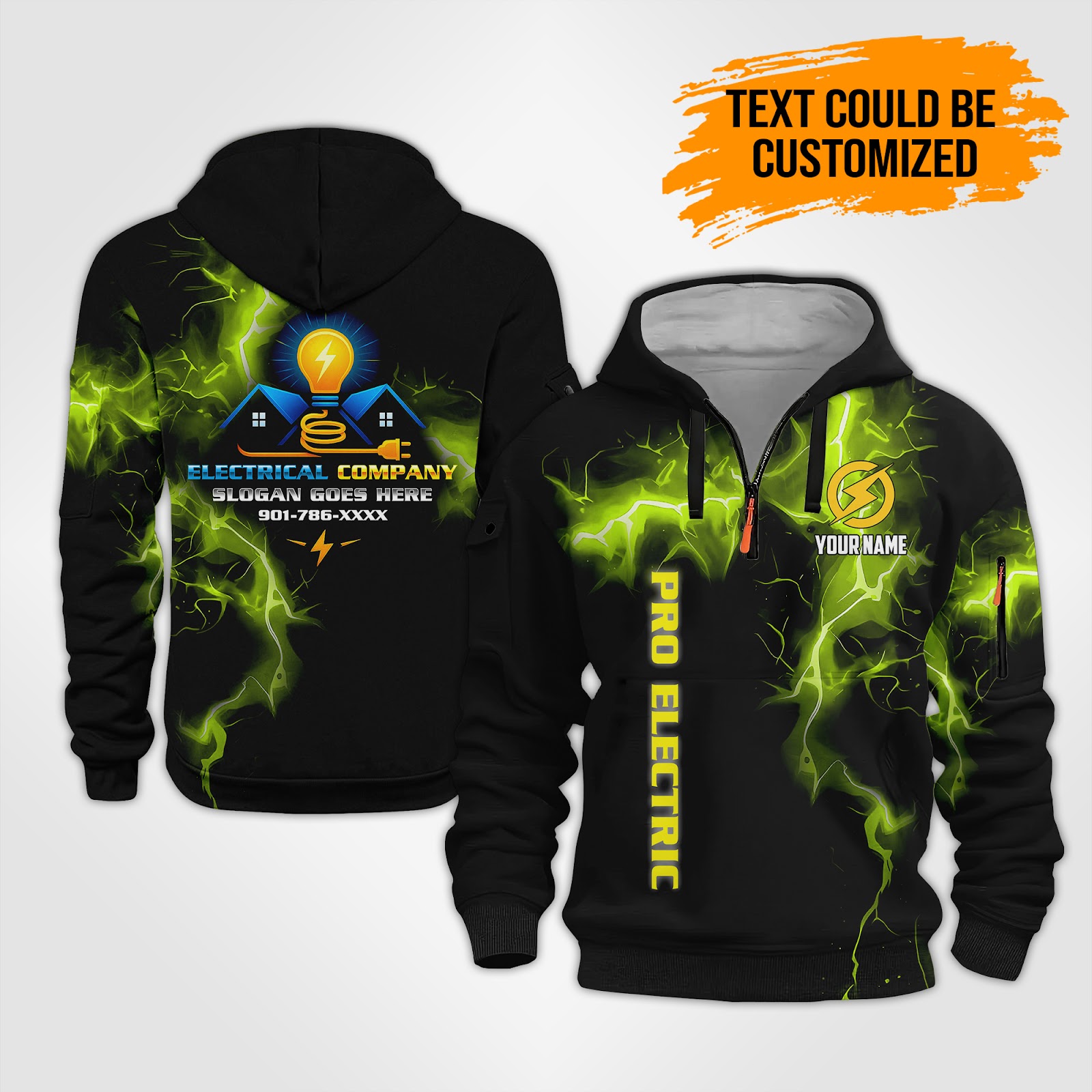 Custom Electrical 3D Quarter Zip Hoodie