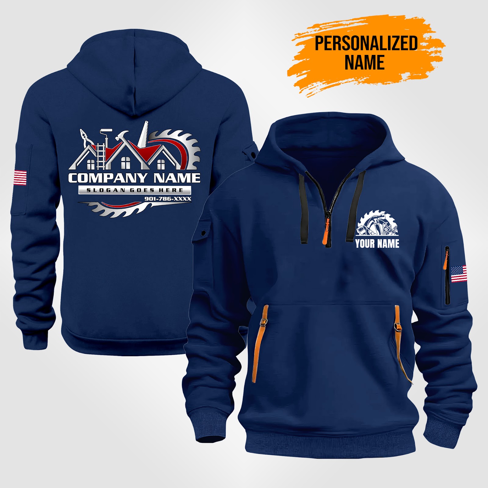 Custom House Construction Quarter Zip Hoodie
