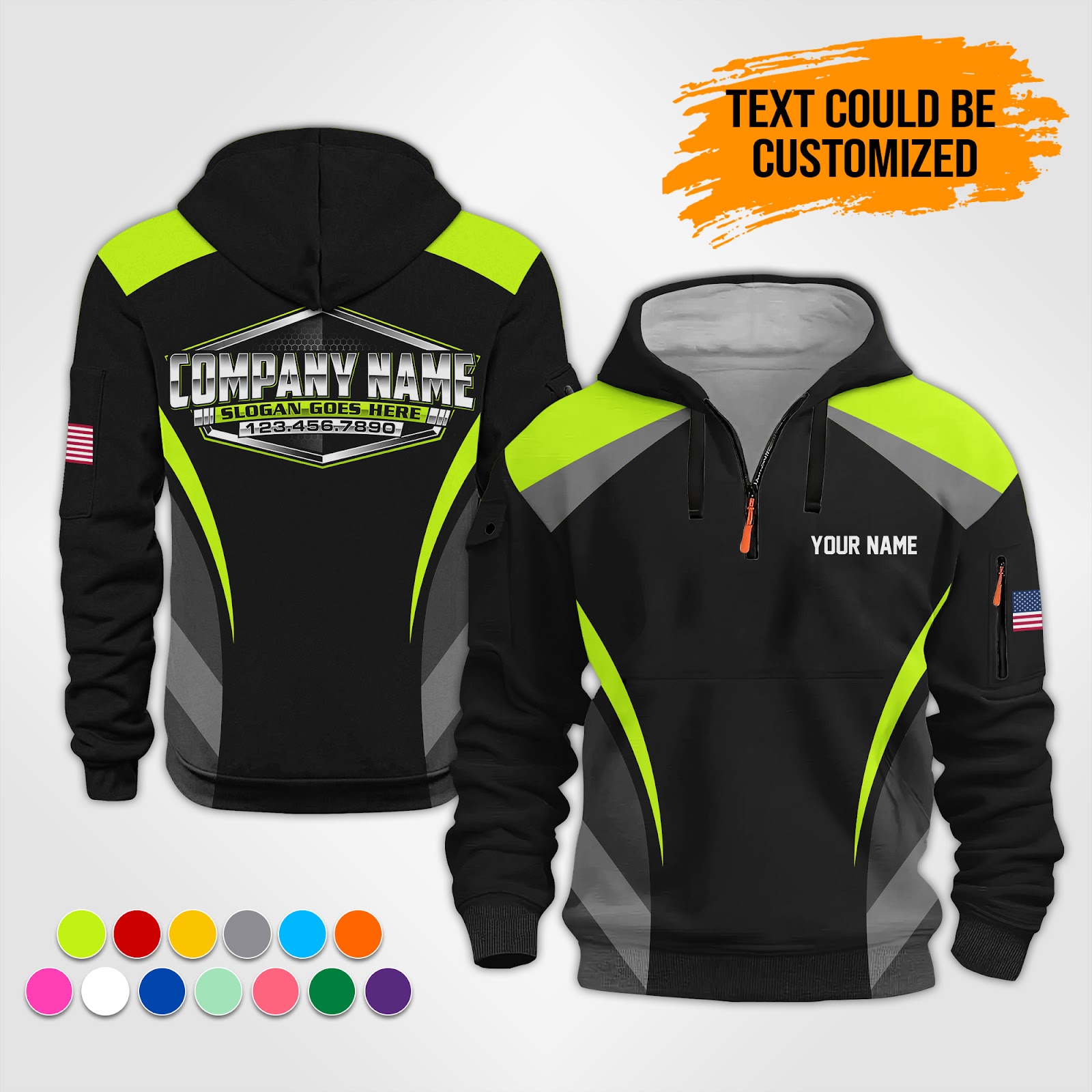 Custom Company Uniforms 3D Quarter Zip Hoodie