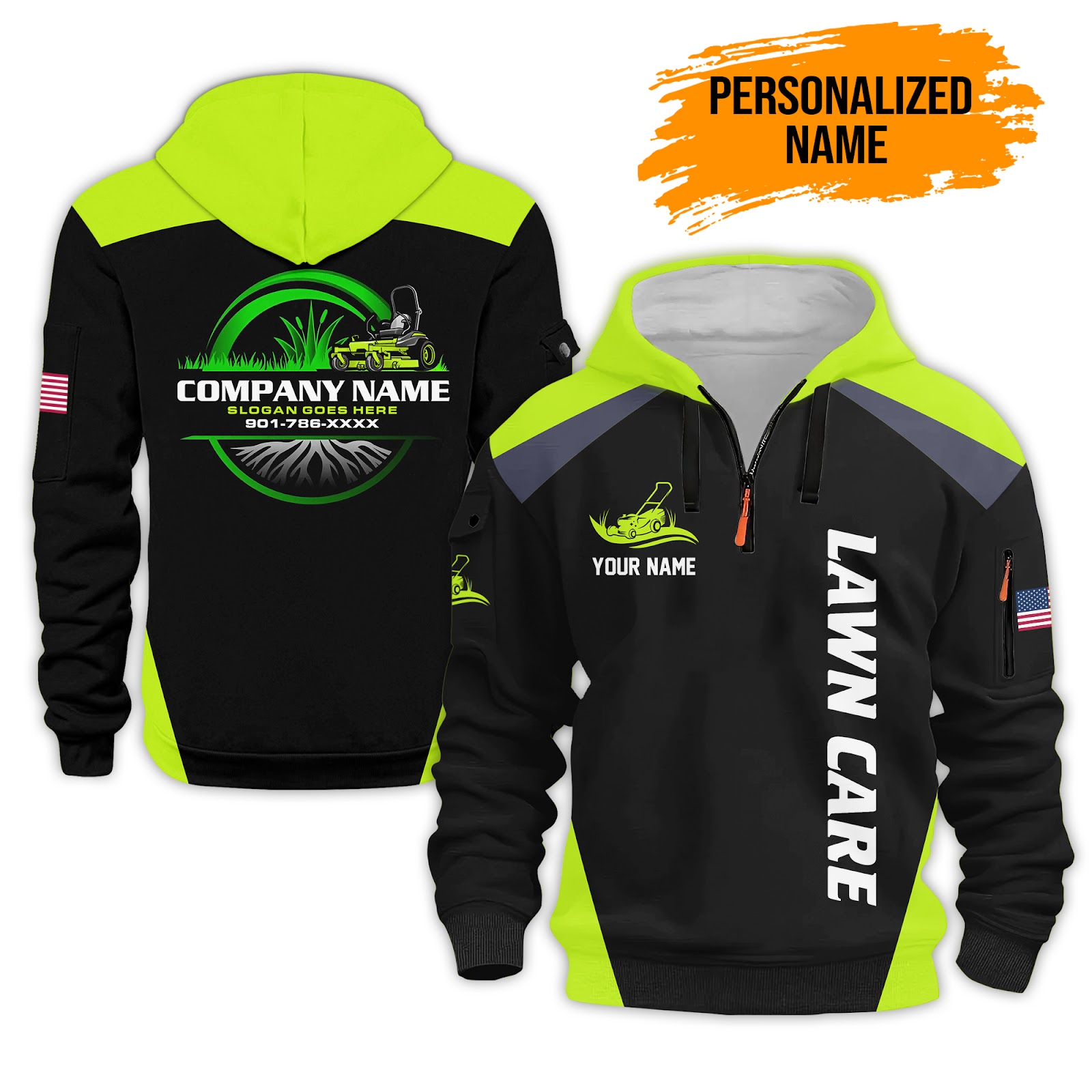 Custom Lawn Care 3D Quarter Zip Hoodie