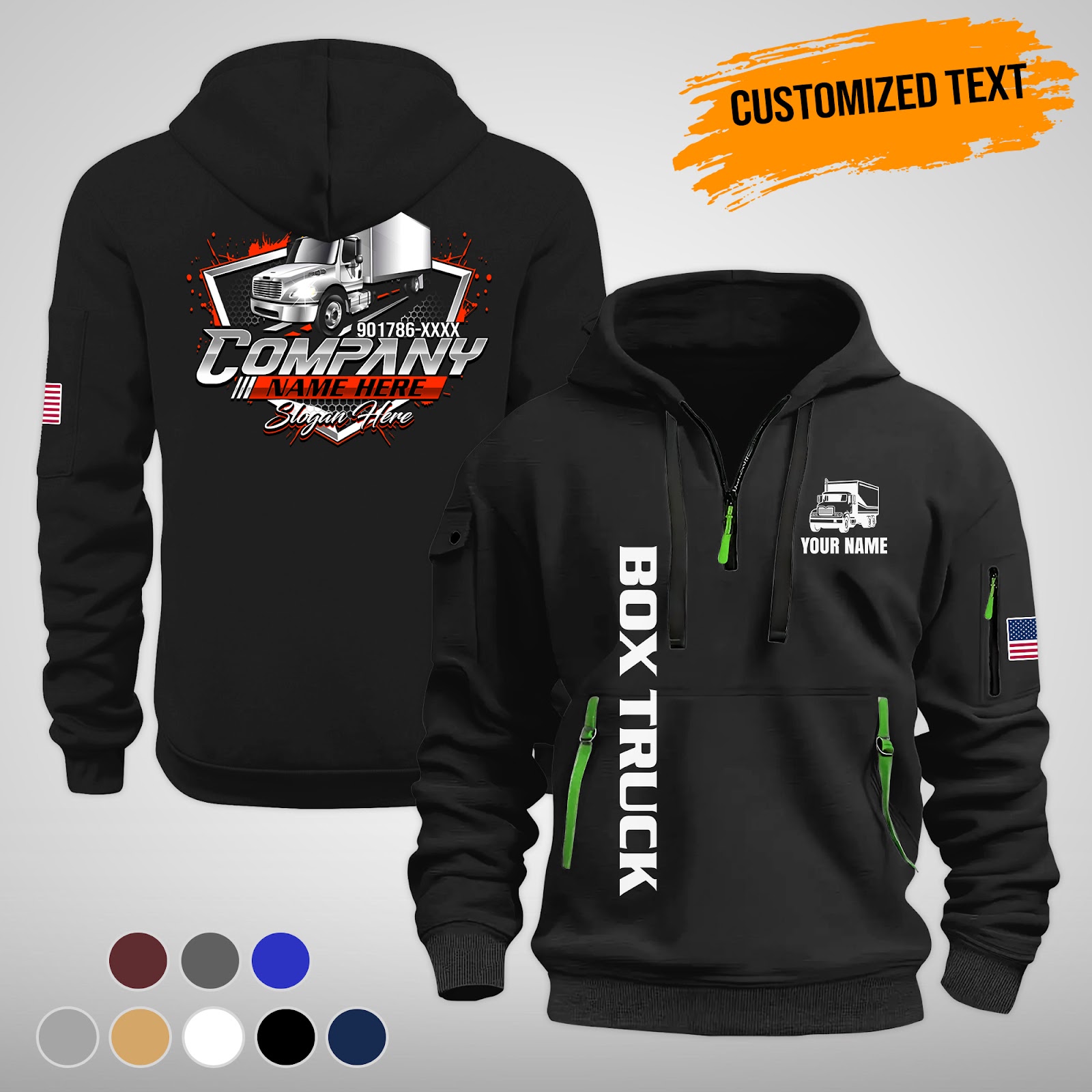 Custom Box Truck 3D Quarter Zip Hoodie - photo 2