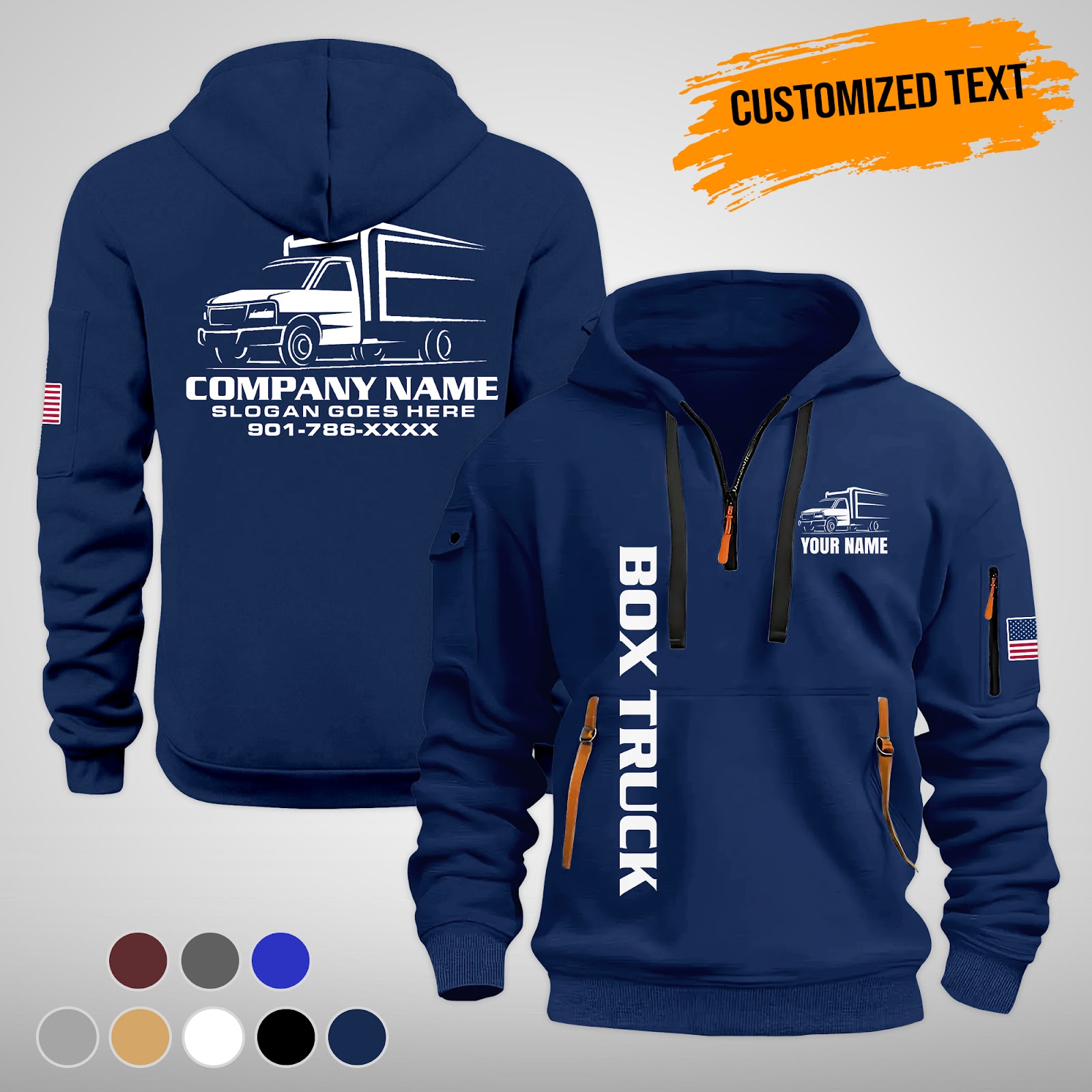 Custom Box Truck 3D Quarter Zip Hoodie