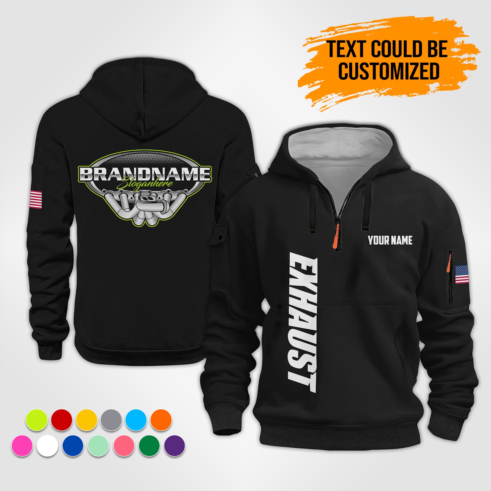 Custom Exhaust 3D Quarter Zip Hoodie