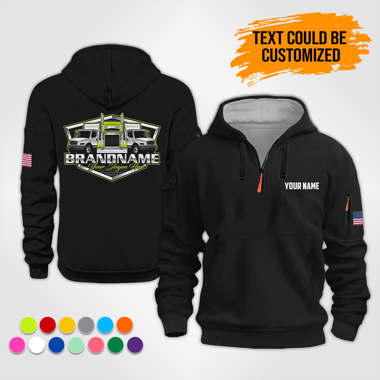 Custom Trucking 3D Quarter Zip Hoodie