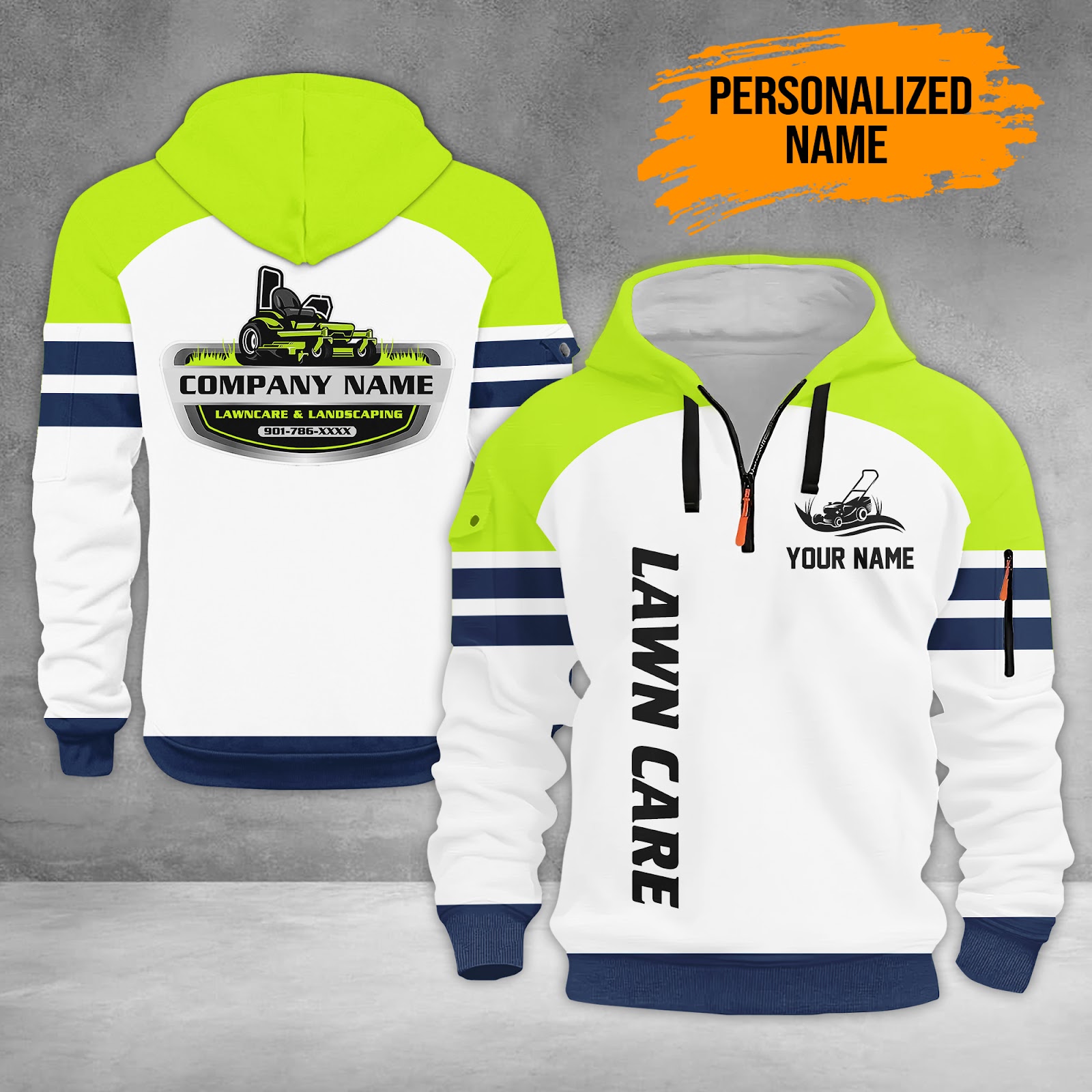 Custom Lawn Care Quarter Zip Hoodie