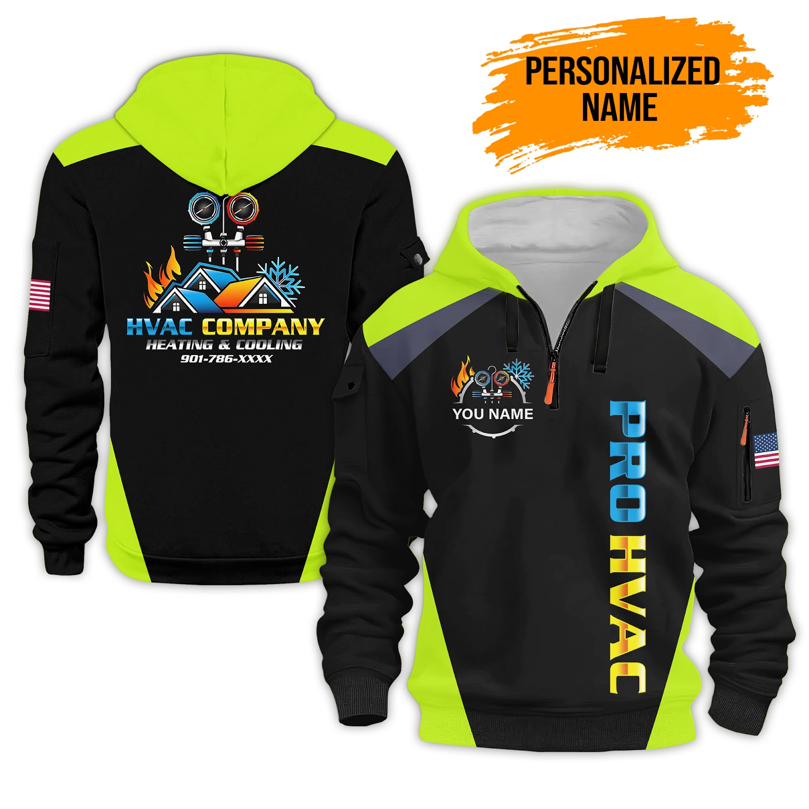 Custom Love HVAC Quarter Zip Hoodie