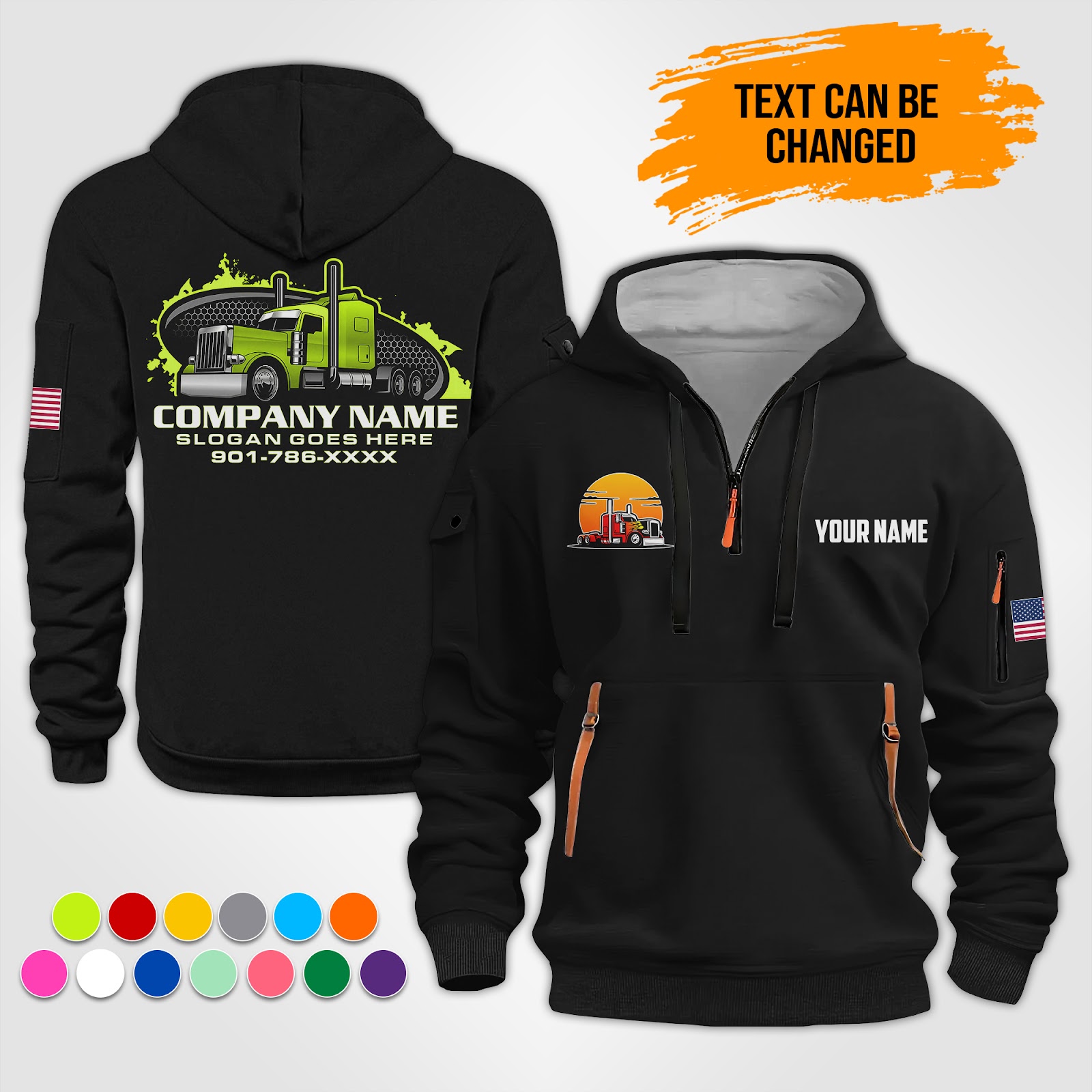 Custom Trucking 3D Quarter Zip Hoodie