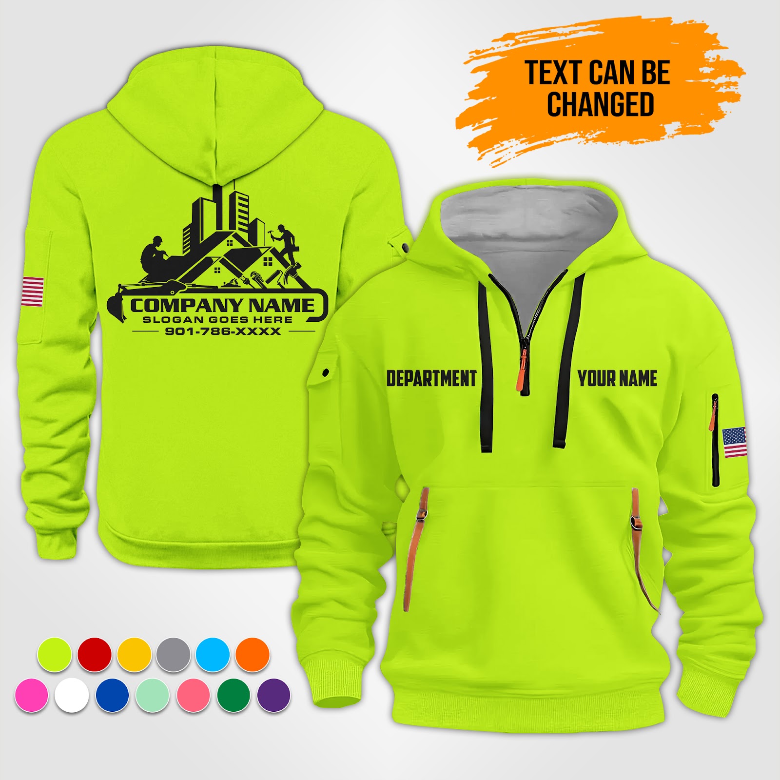 Custom Building Company 3D Quarter Zip Hoodie