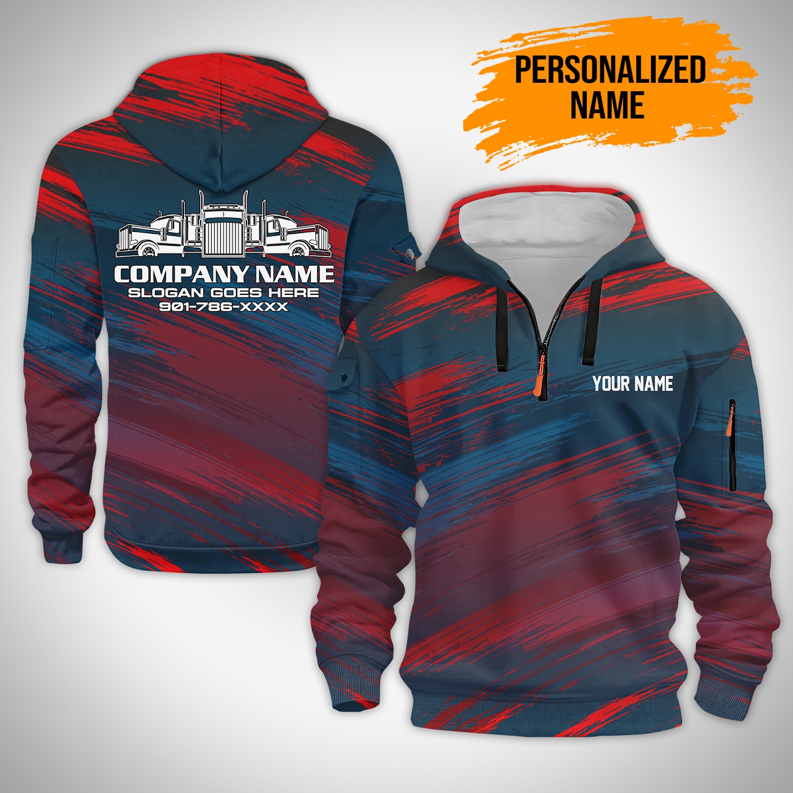 Custom Trucking 3D Quarter Zip Hoodie
