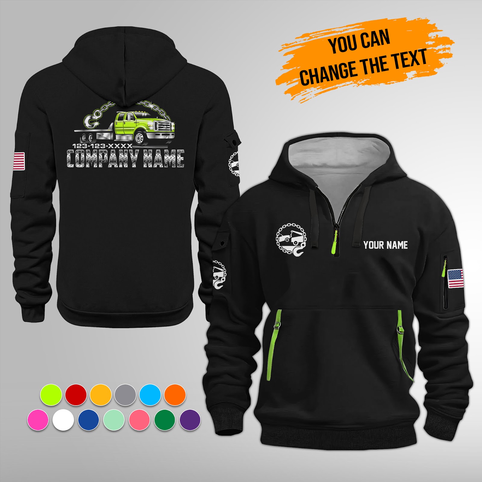 Custom Tow Truck 3D Quarter Zip Hoodie