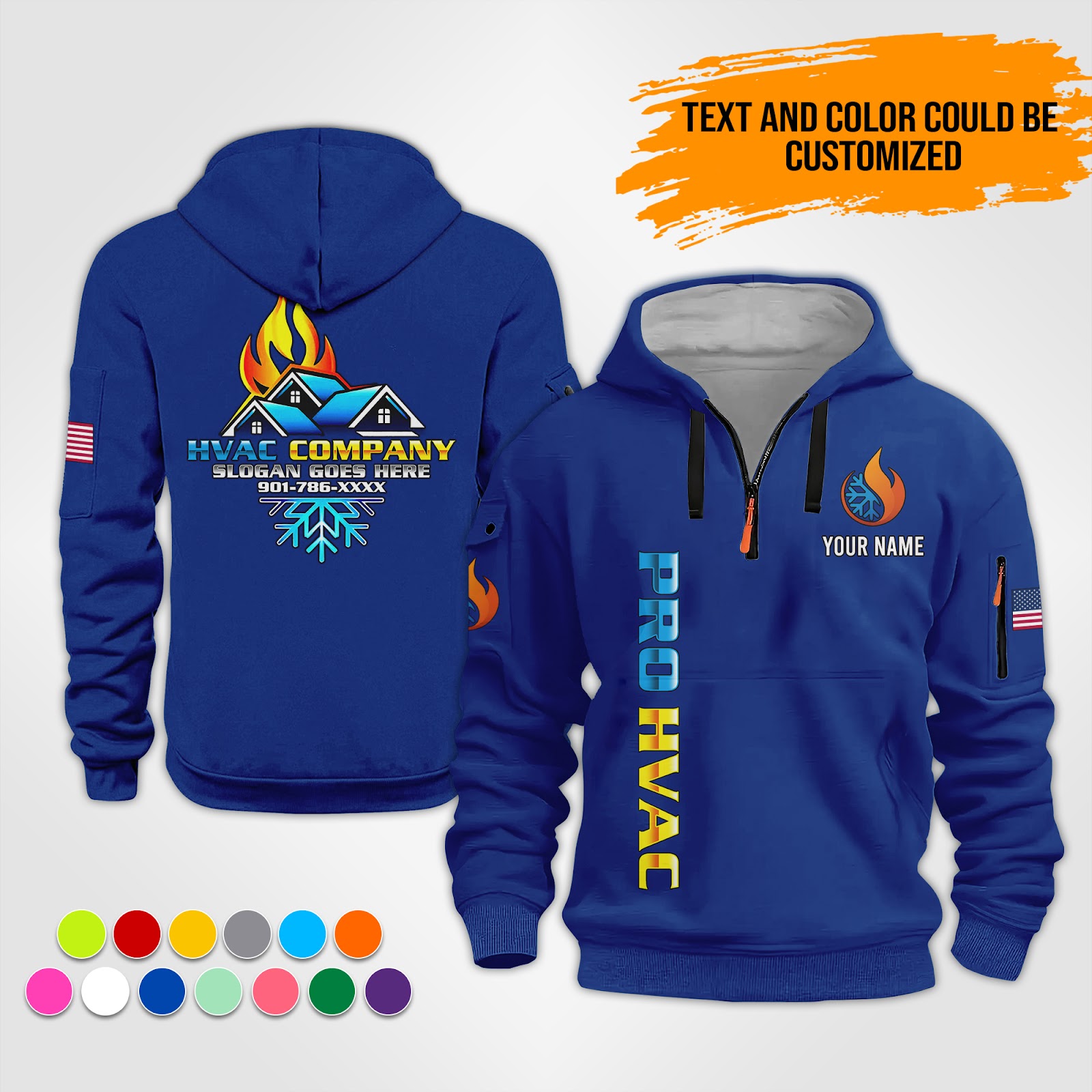 Custom HVAC 3D Quarter Zip Hoodie - photo 9