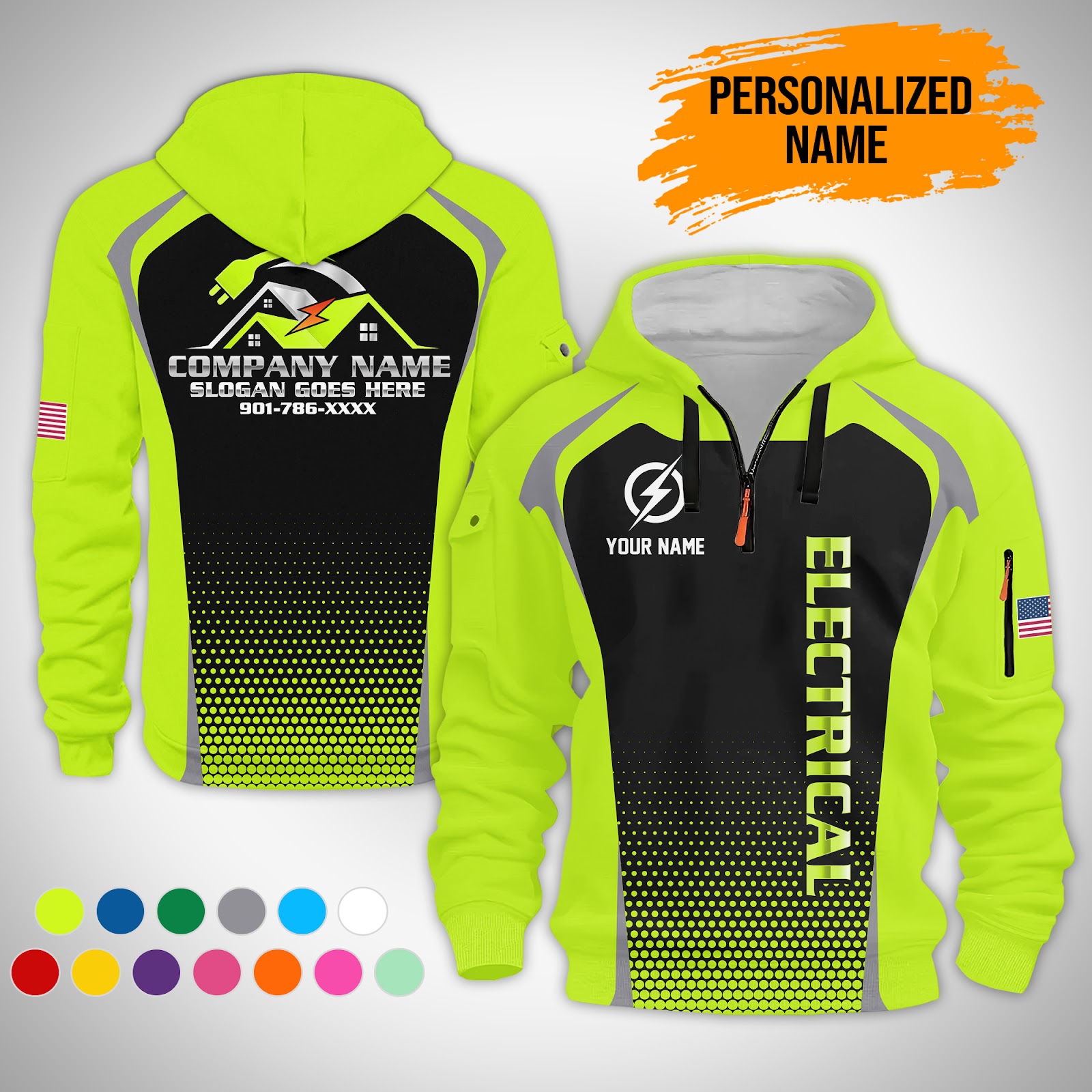 Custom Electrical 3D Quarter Zip Hoodie