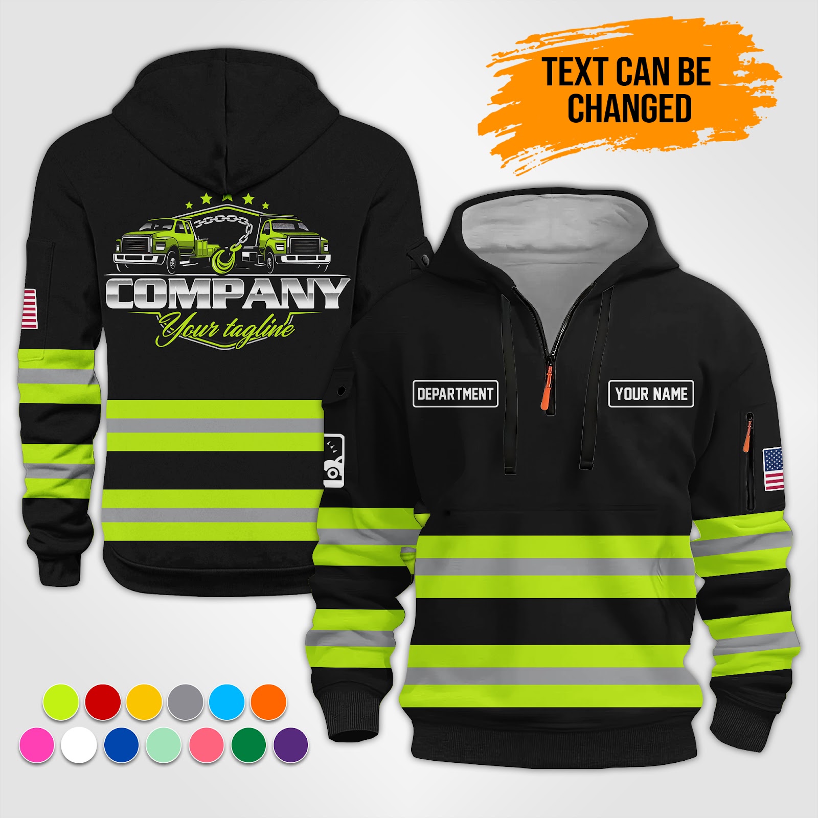 Custom Tow Truck 3D Printed Quarter Zip Hoodie
