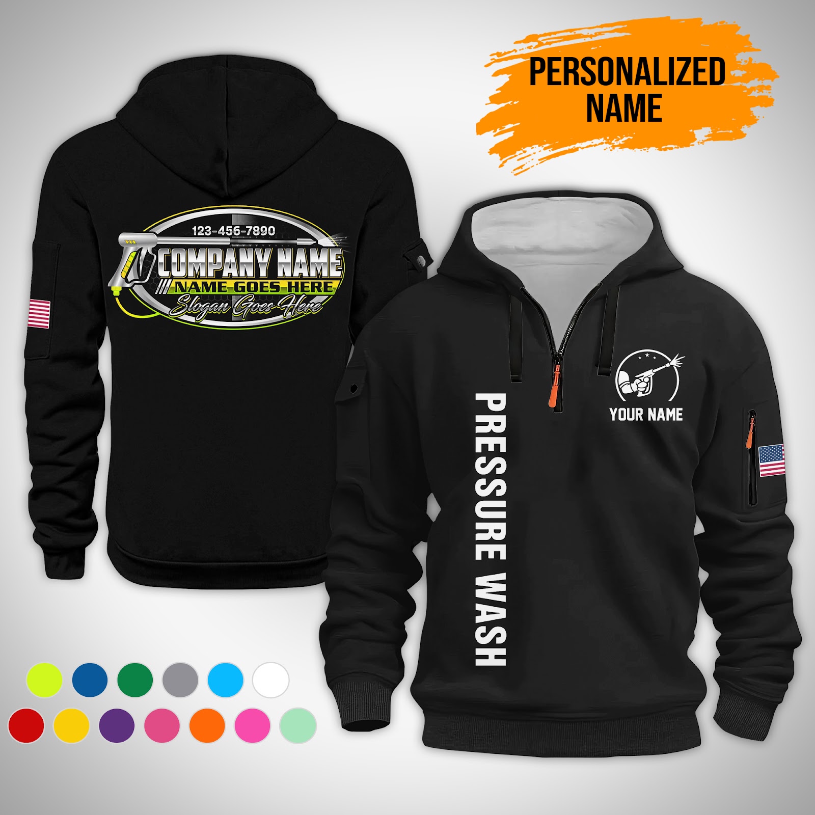Custom Pressure Washing 3D Quarter Zip Hoodie