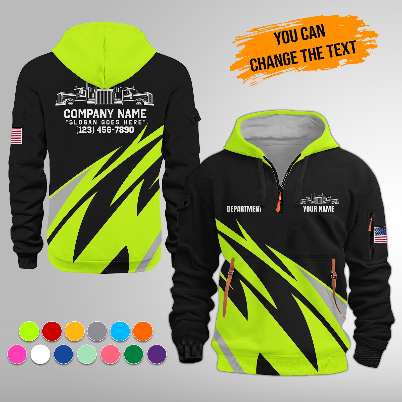 Custom Semi Truck Uniform 3D Quarter Zip Hoodie