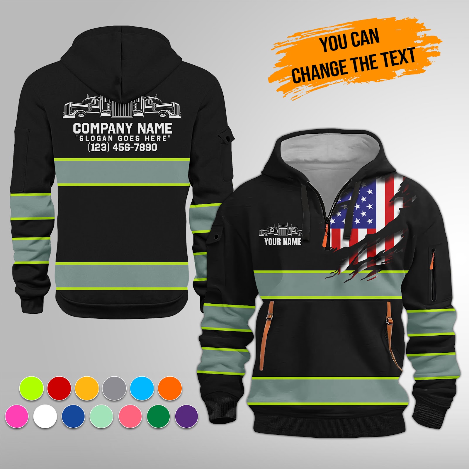 Custom Semi Truck Uniform 3D Quarter Zip Hoodie