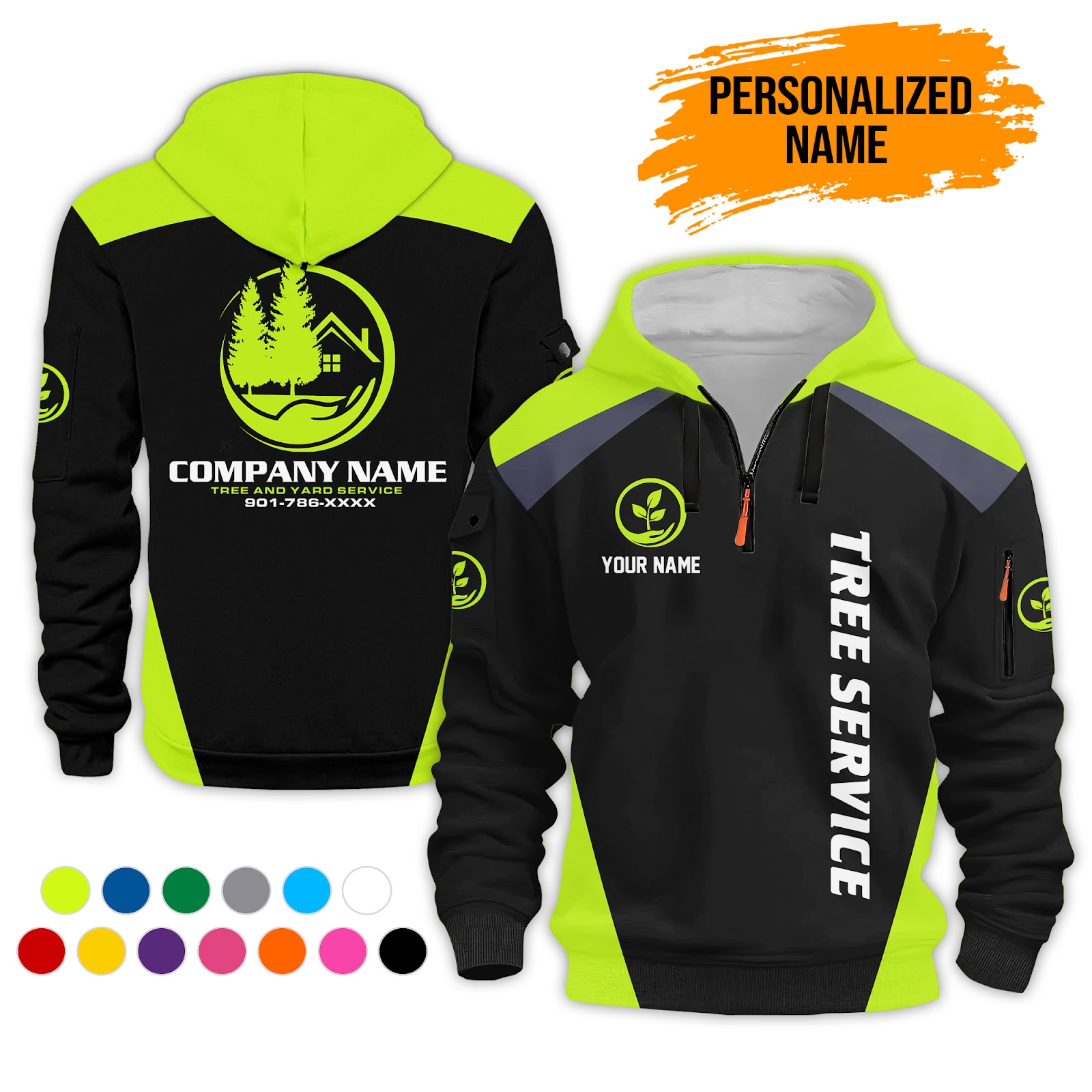 Custom Tree Service 3D Printed Quarter Zip Hoodie - photo 248