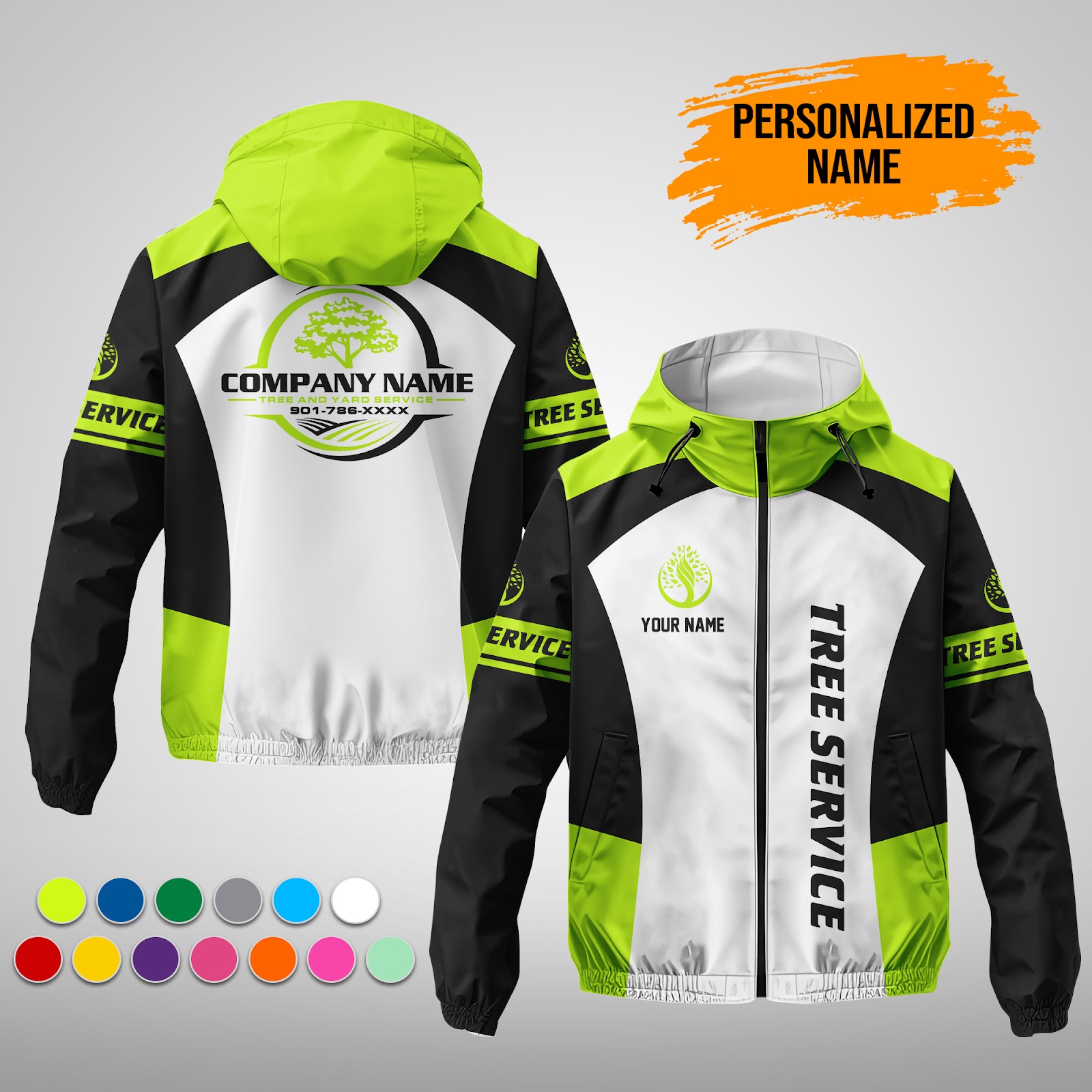 Custom Lawn Care 3D Printed Windbreaker Jacket