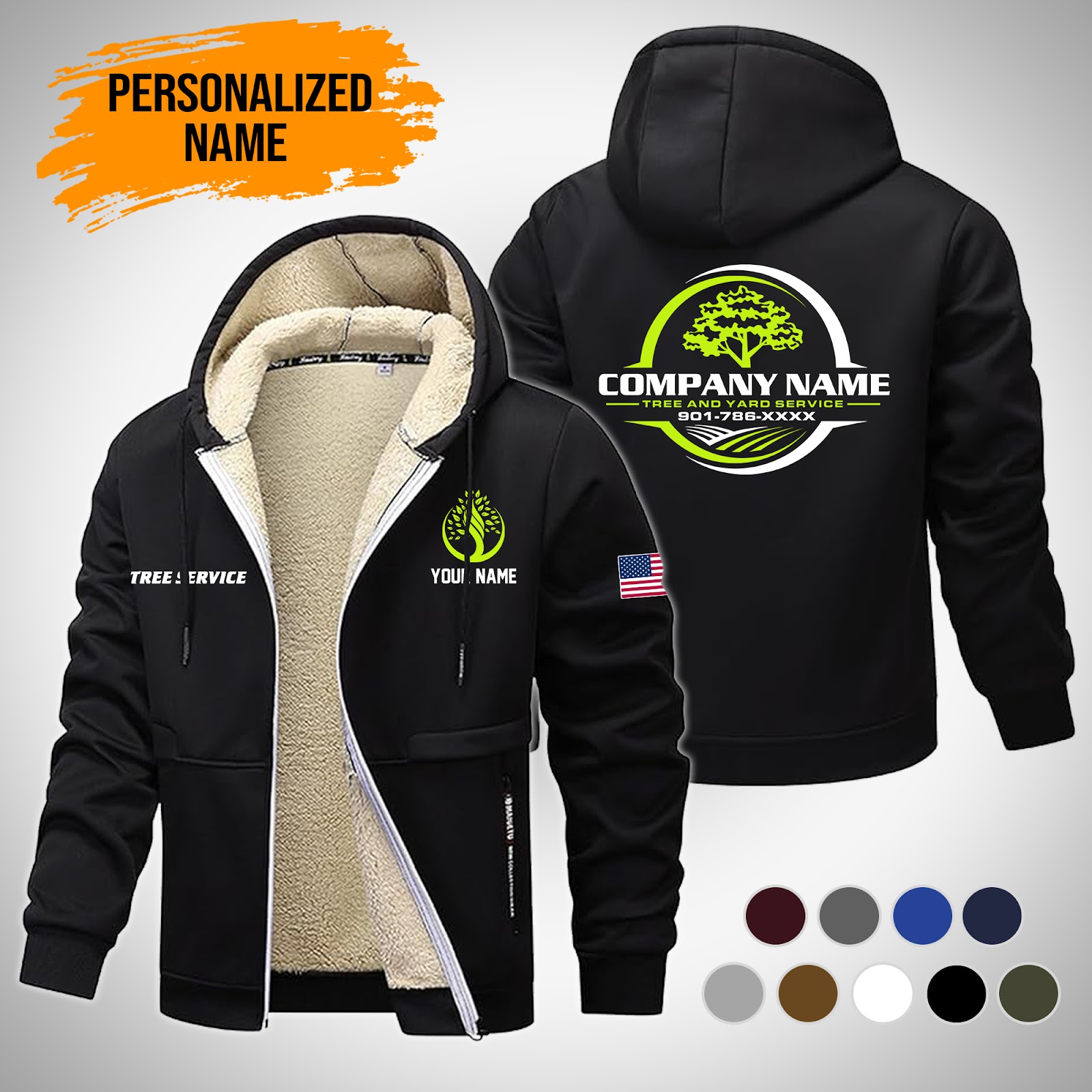 Custom Tree Service Lamb Fleece Thick Coat