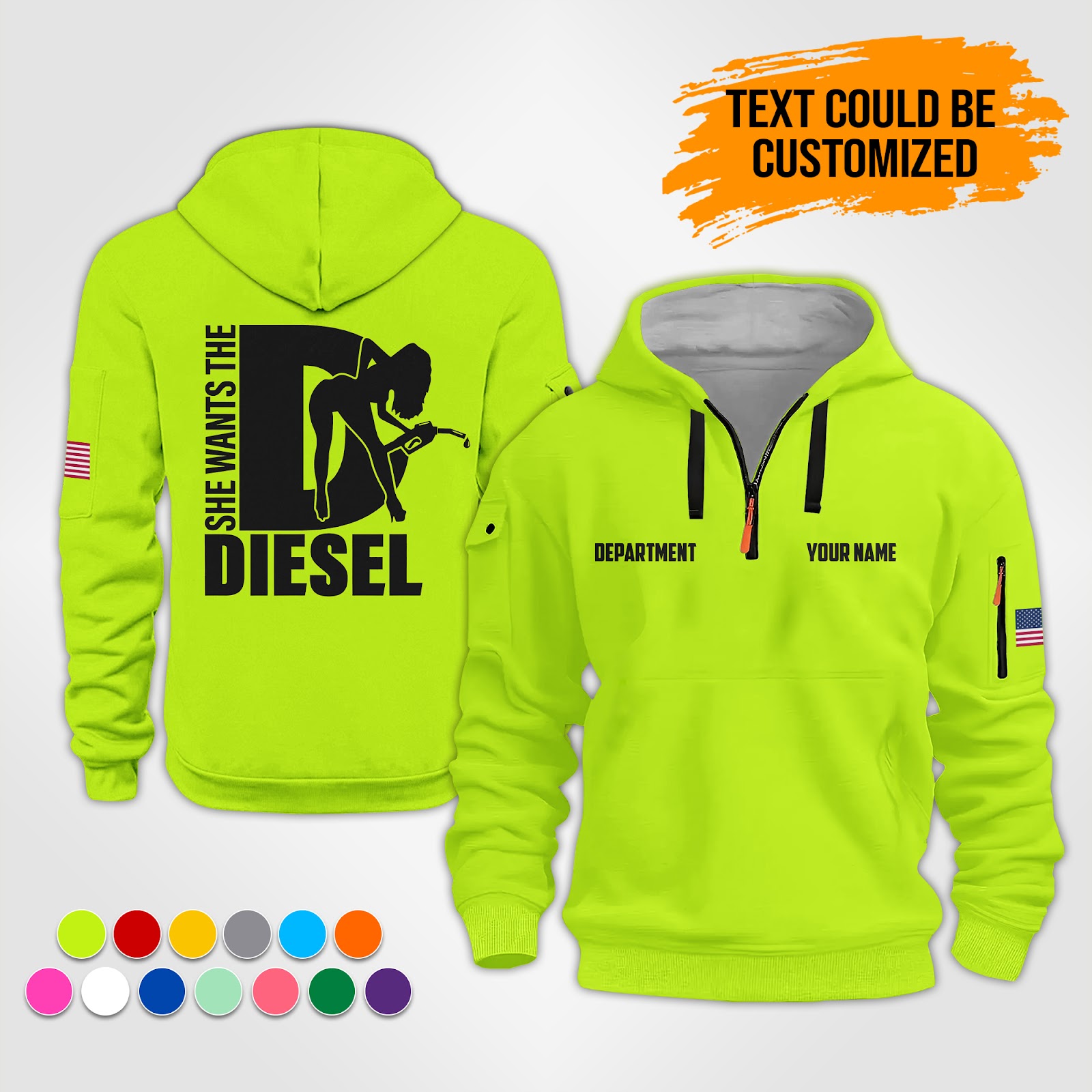 Custom Love Diesel Quarter Zip Hoodie