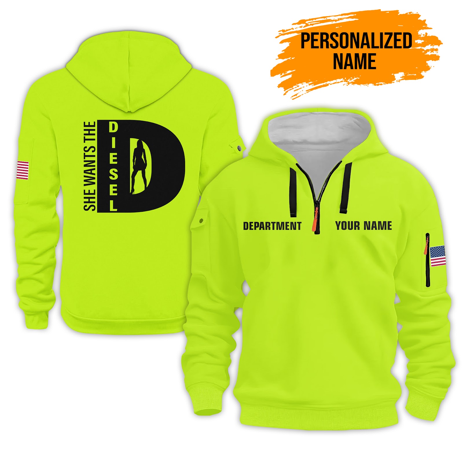 Custom Love Diesel Quarter Zip Hoodie