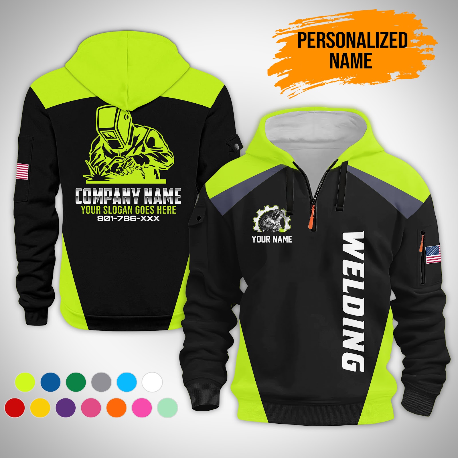 Custom Welding Quarter Zip Hoodie