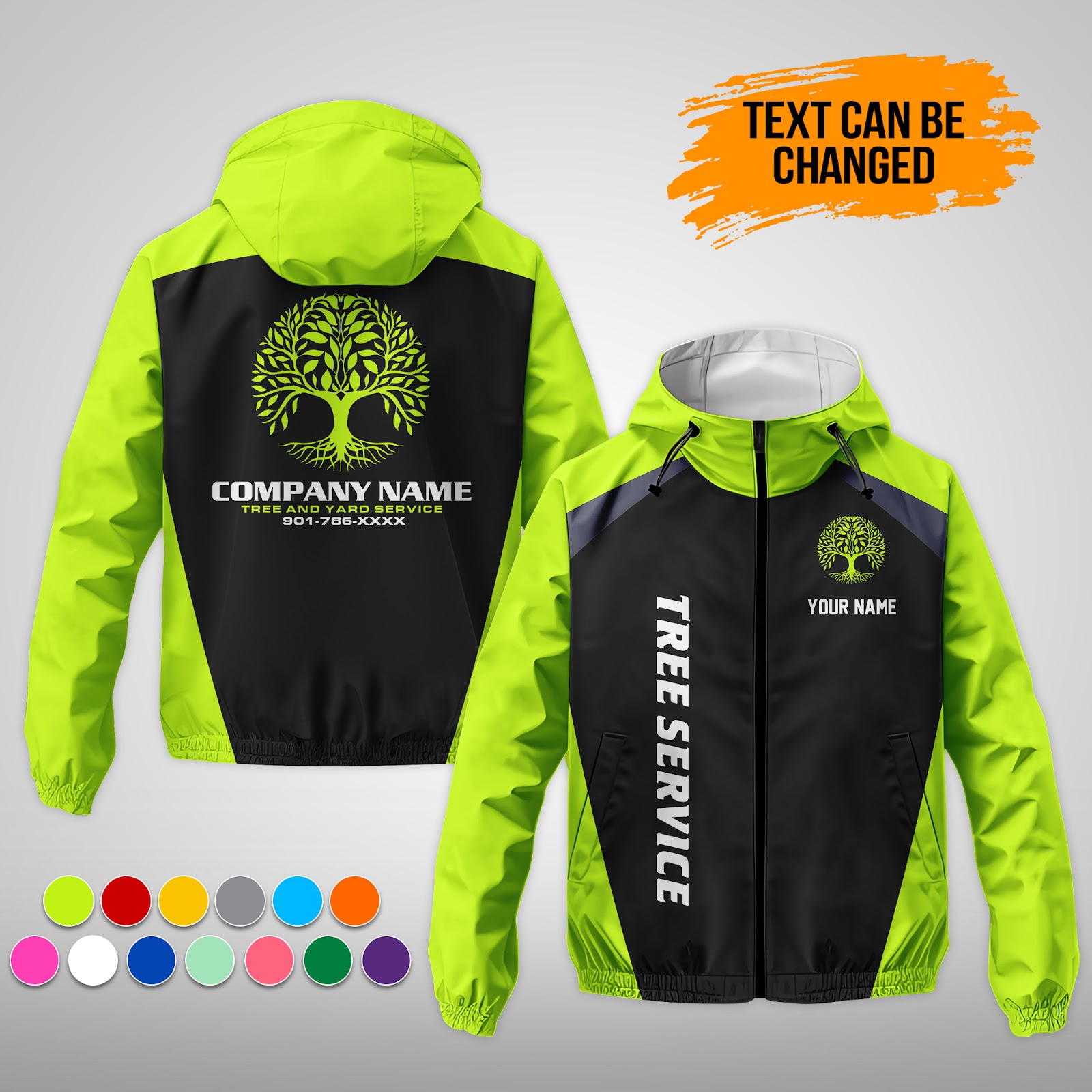 Custom Tree Service 3D Printed Windbreaker Jacket
