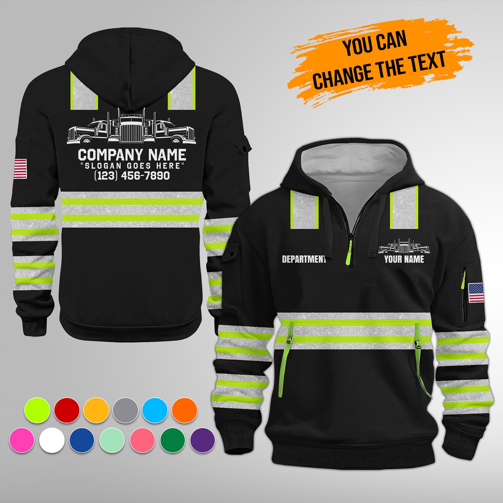 Custom Semi Truck Uniform 3D Quarter Zip Hoodie