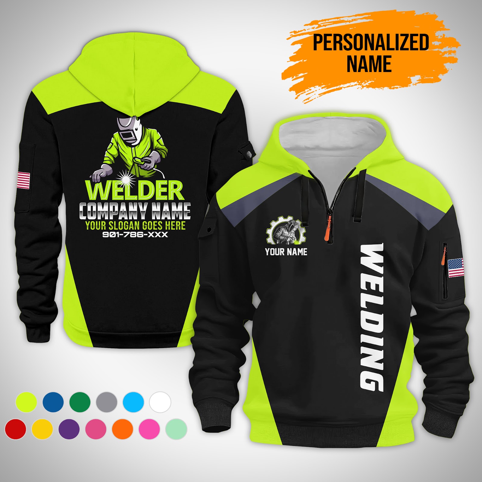 Custom Welding Quarter Zip Hoodie
