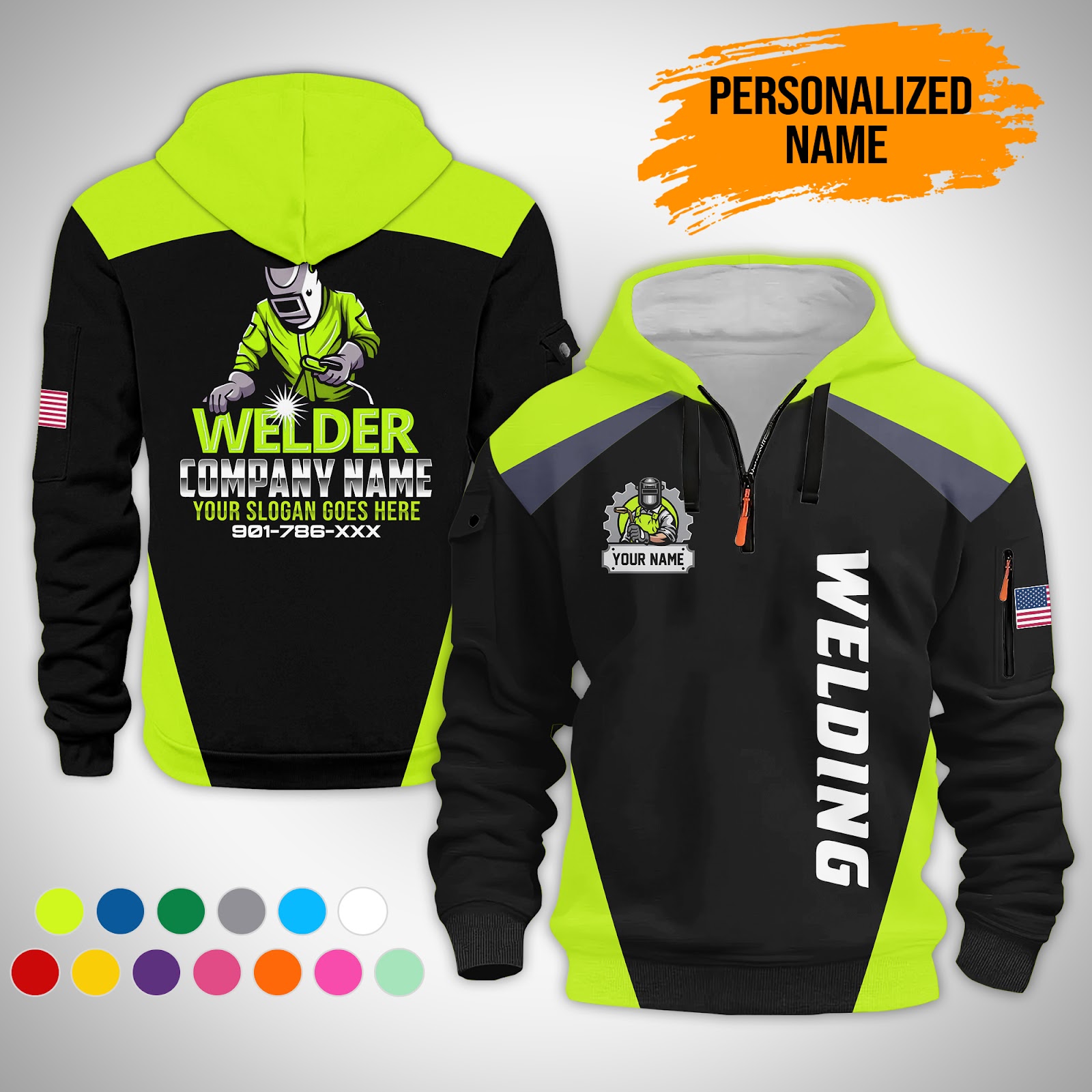 Custom Welding Quarter Zip Hoodie