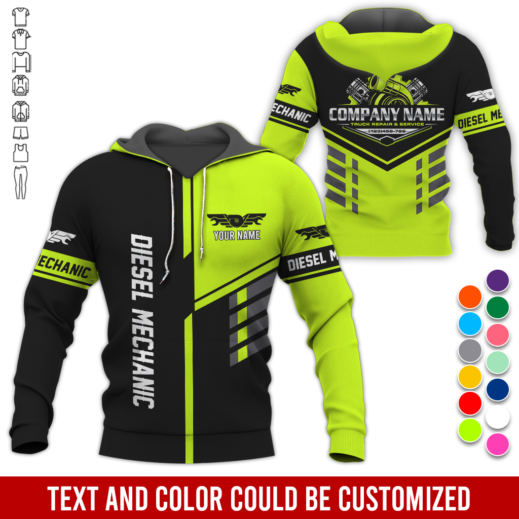 Custom Text and Diesel Mechanic Uniform 3D Hoodie - photo 5